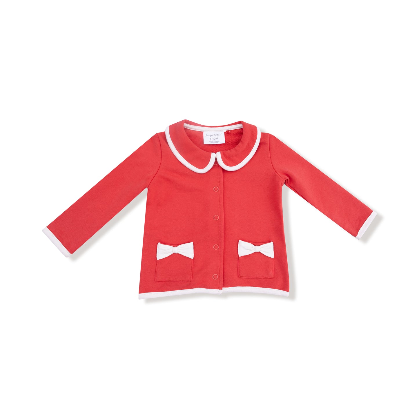 Tweed Style Jacket with Bow Pockets in our   Varsity - Red print from Angel Dear