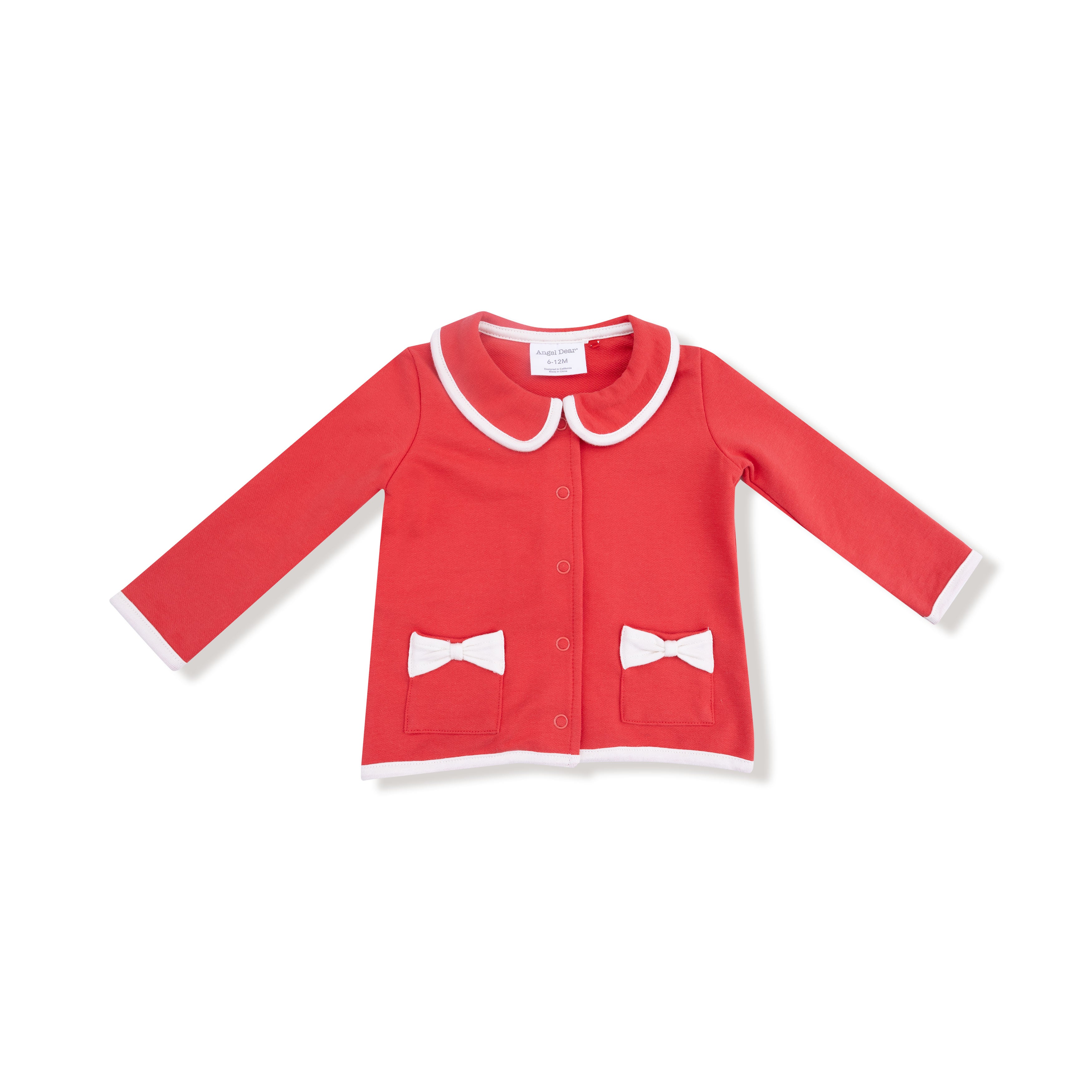 Tweed Style Jacket with Bow Pockets in our   Varsity - Red print from Angel Dear