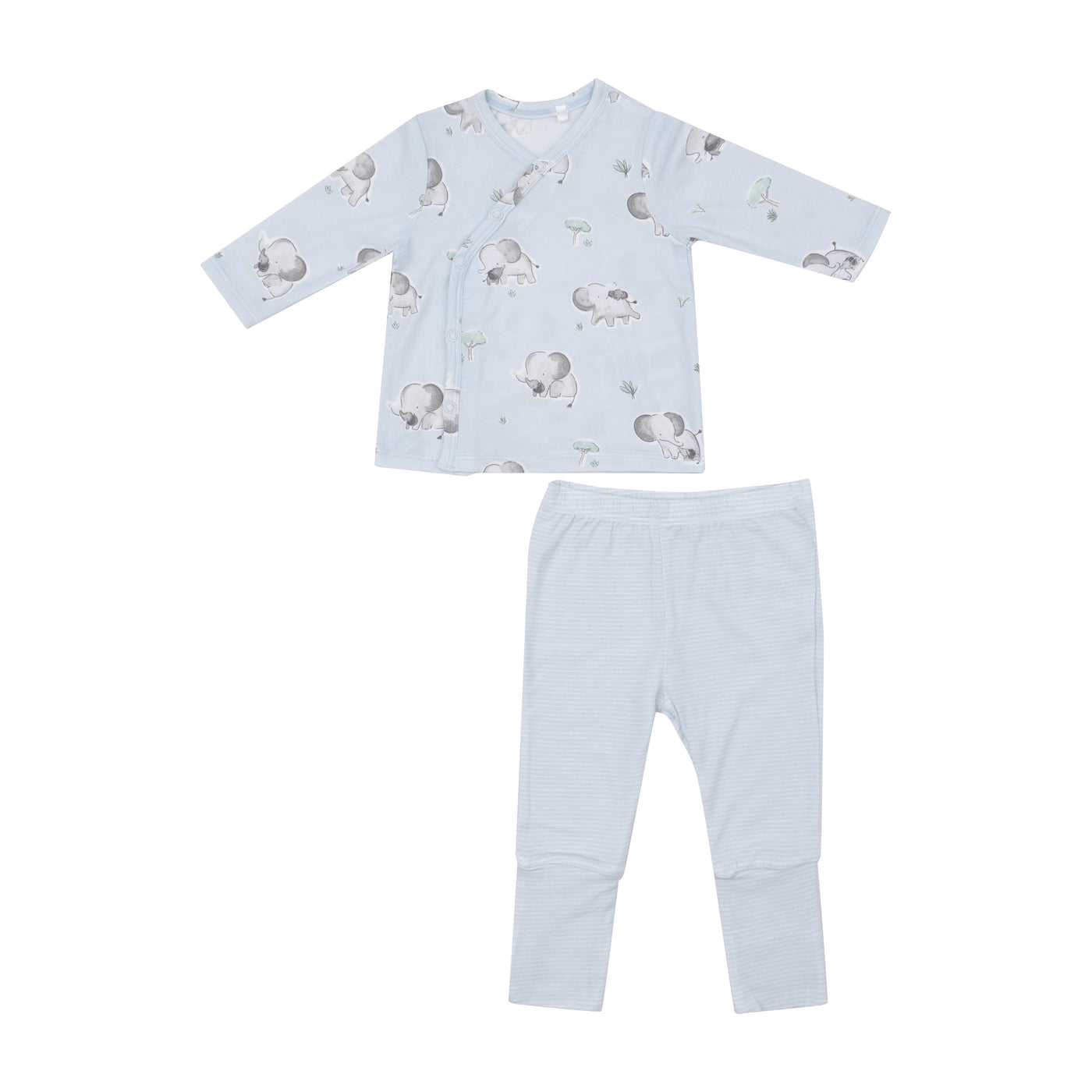 Tmh Set With Roll Over Cuff Pant - Gray Elephants - Blue