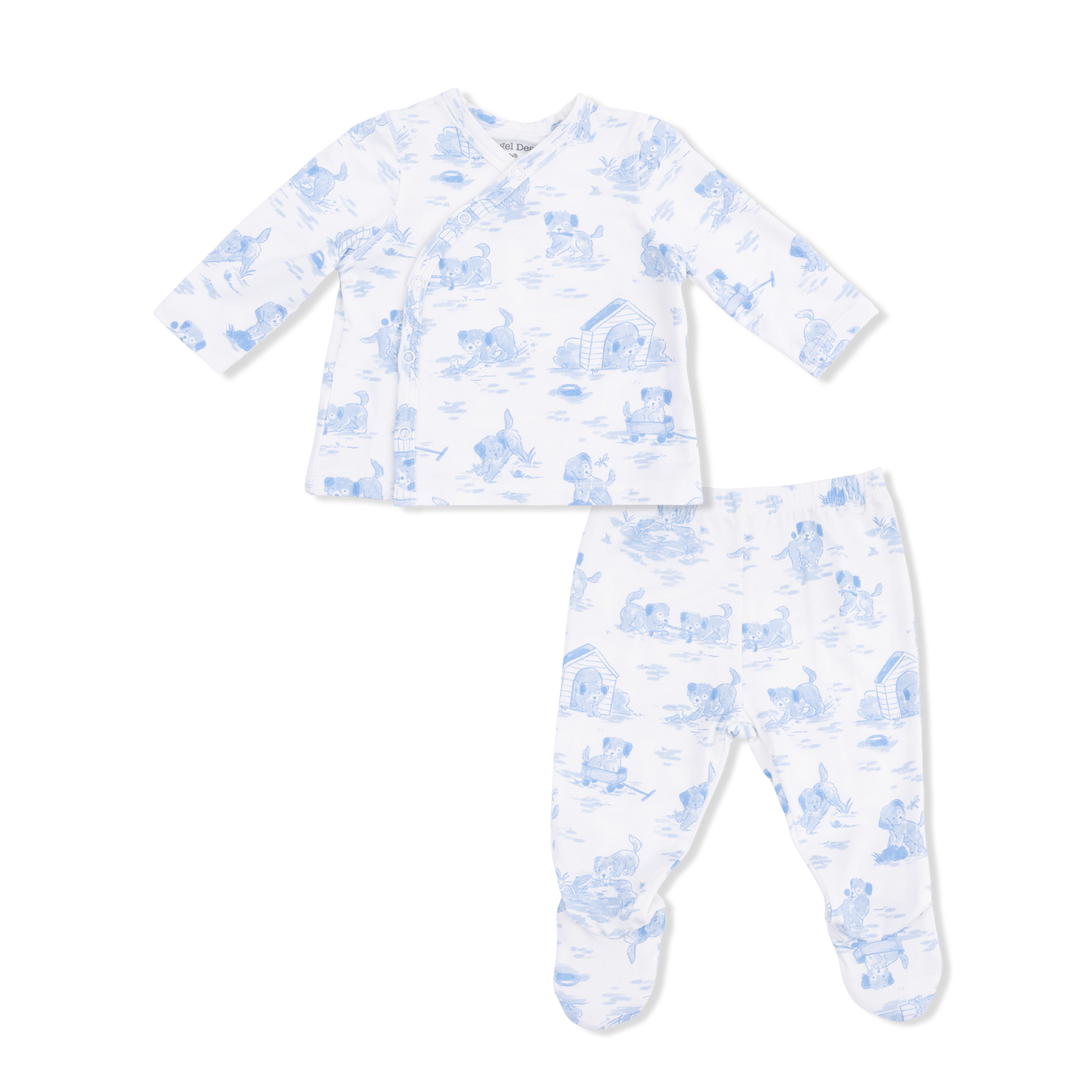 Puppy Toile Blue - Take Me Home Set with Convertible Pant-Angel Dear