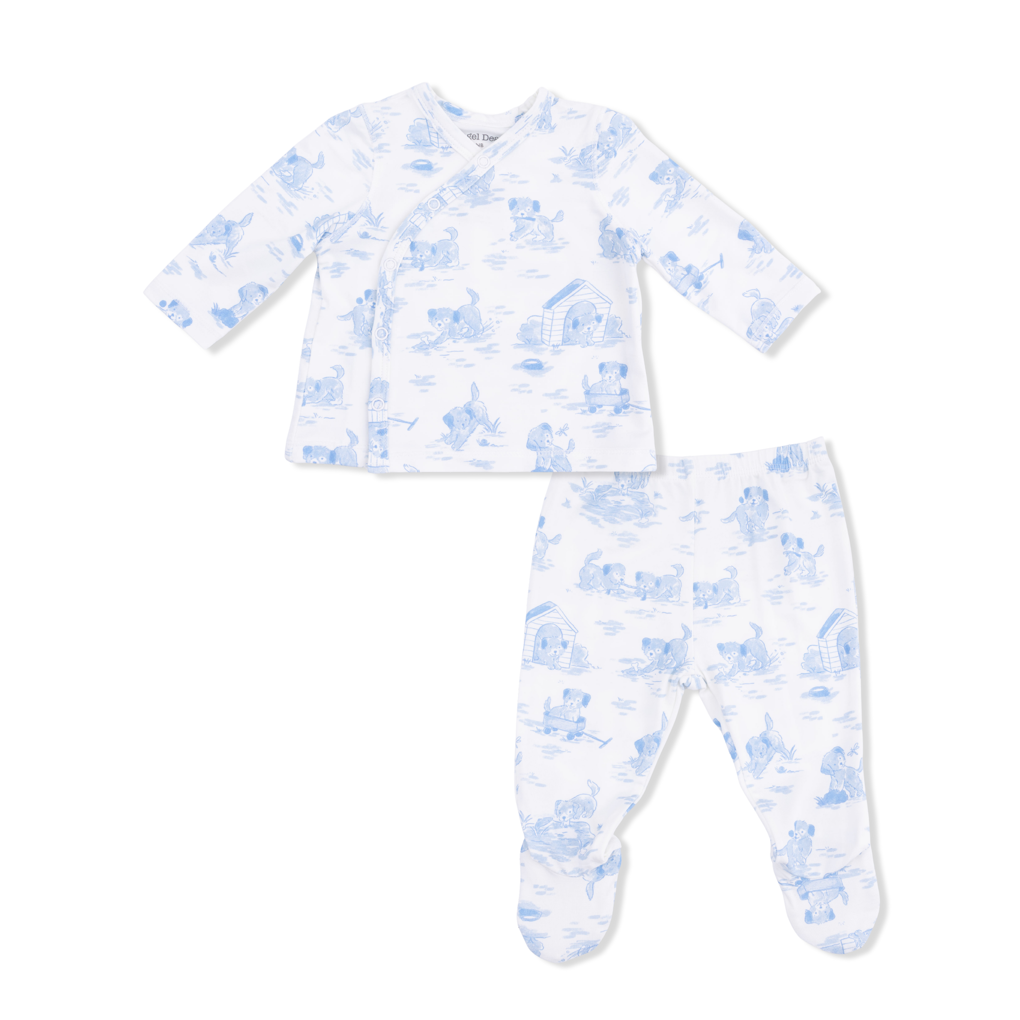 Puppy Toile Blue - Take Me Home Set with Convertible Pant-Angel Dear
