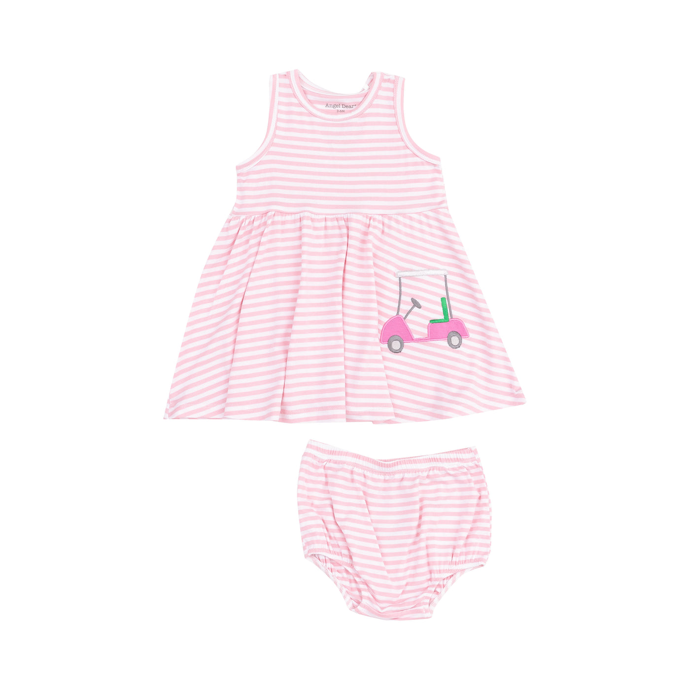 Tank Dress and Bloomer with Applique - Golf Pink Mini Gingham-Angel Dear