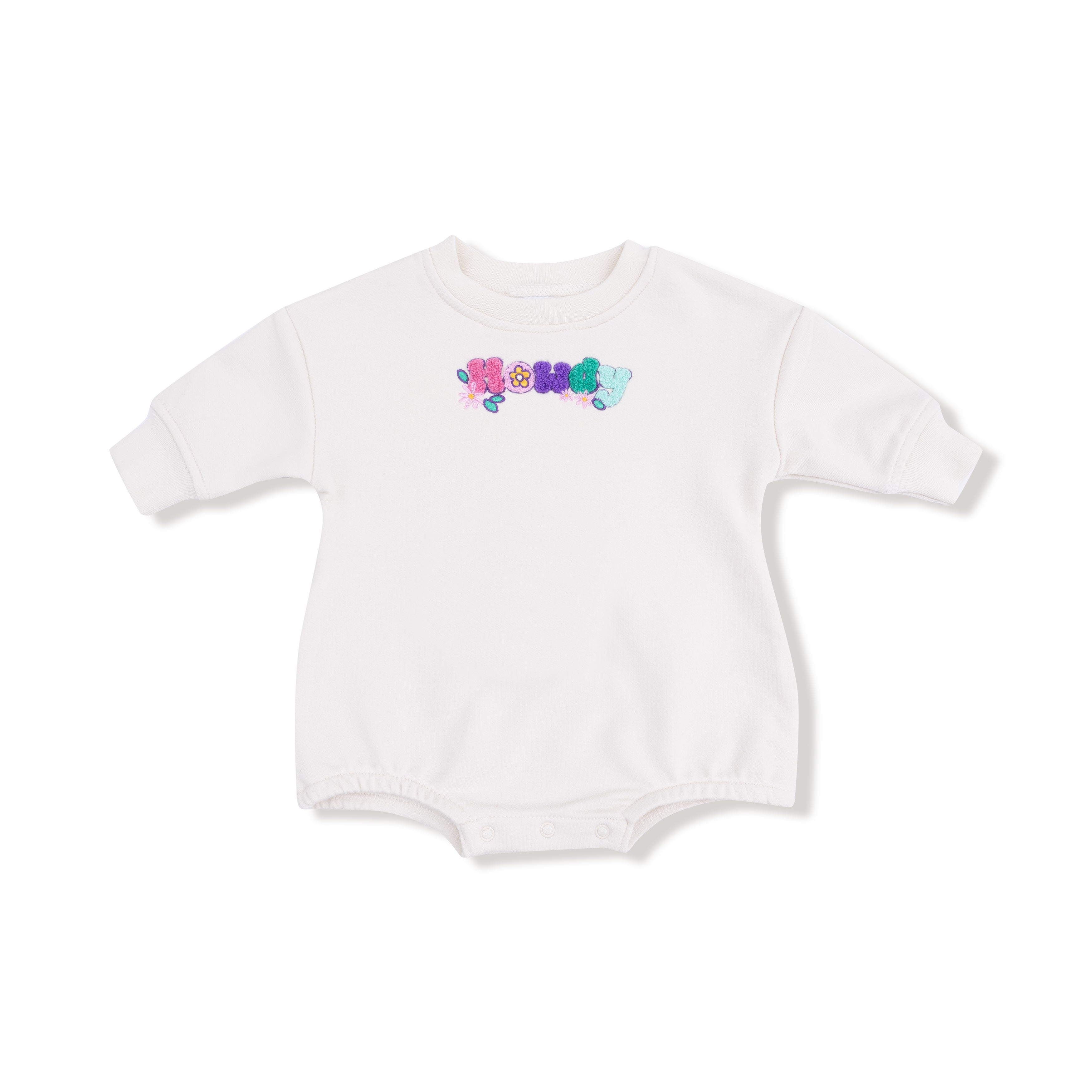 French Terry Sweatshirt Bubble in our  Disco Cowgirl print from Angel Dear