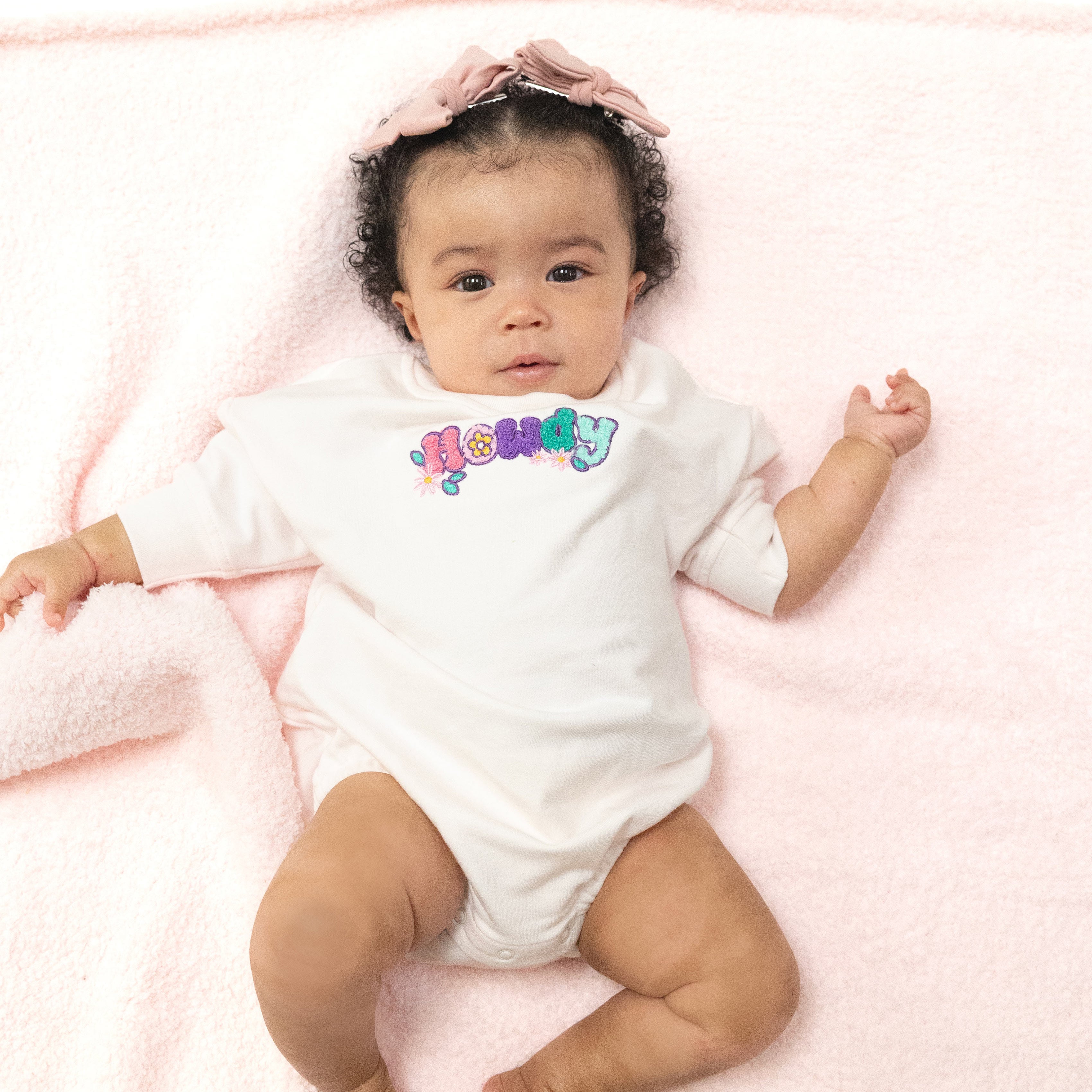 French Terry Sweatshirt Bubble in our  Disco Cowgirl print from Angel Dear