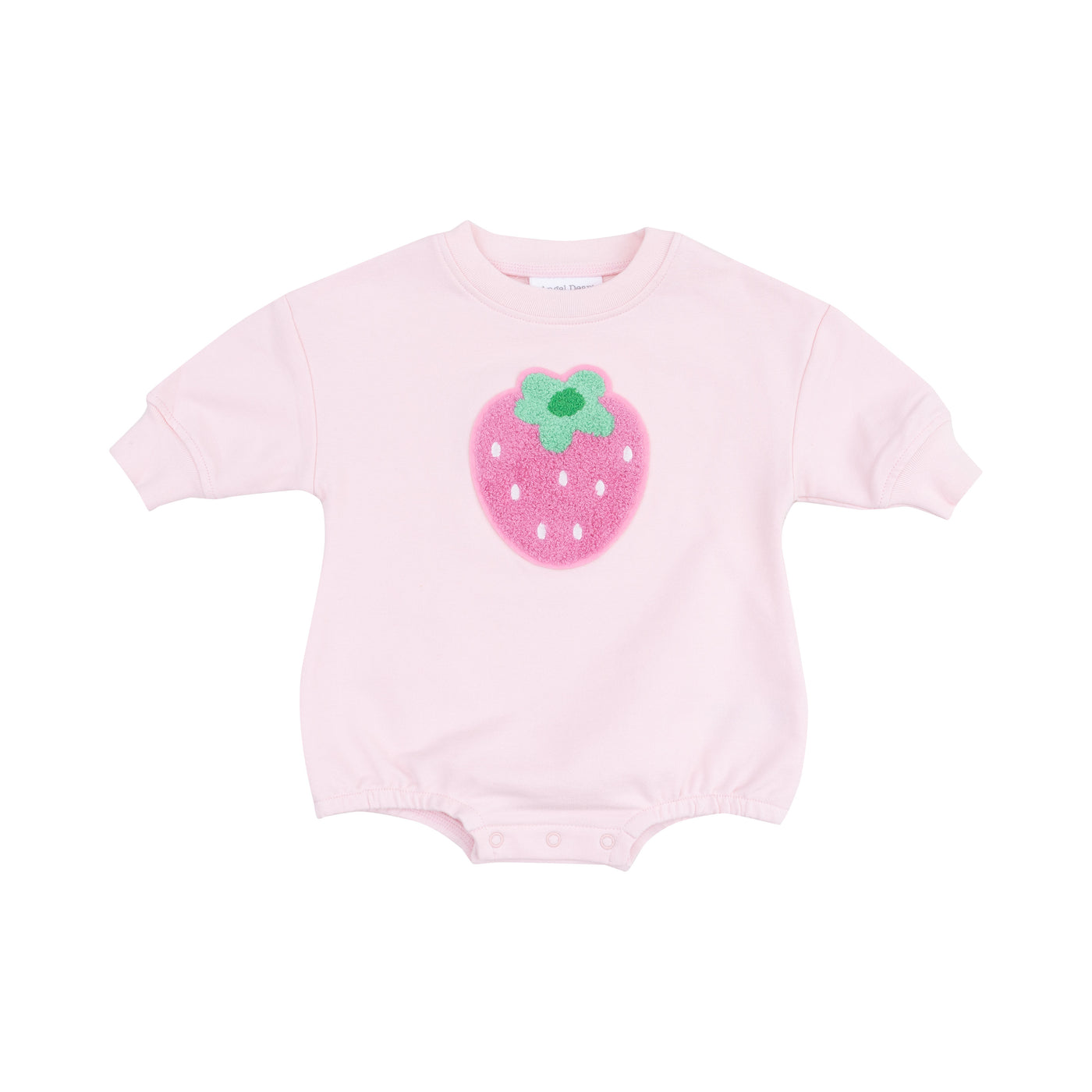 Sweatshirt Bubble with Applique Patch - Strawberry Swiss Dot French Terry