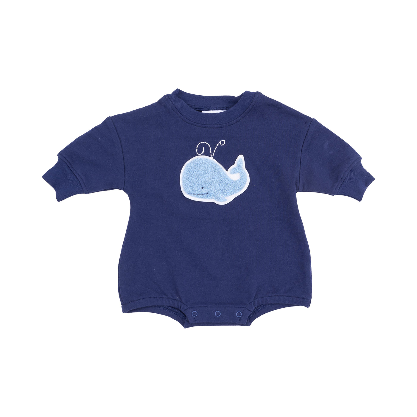 French Terry Sweatshirt Bubble With Chenille Patch - Bubbly Whale Blue