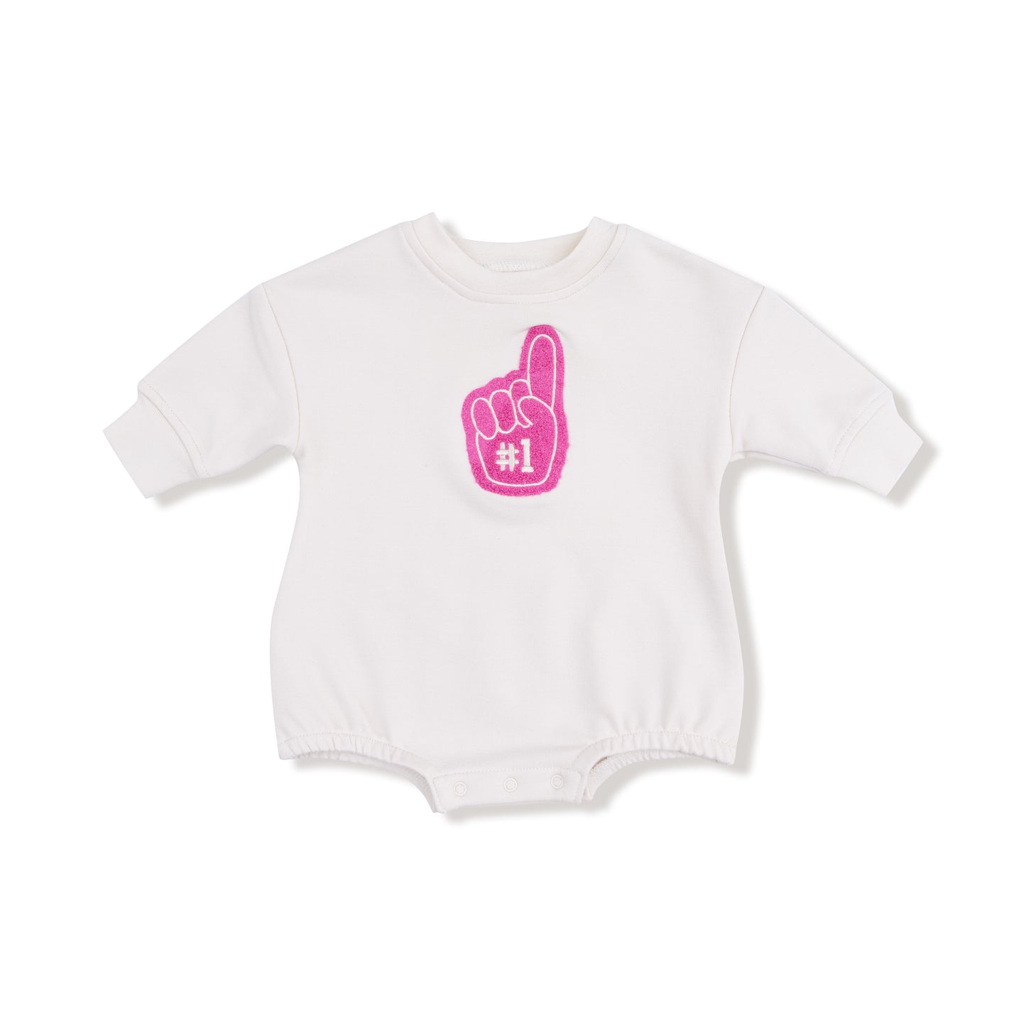 Sweatshirt Bubble with # 1 Patch in our  Varsity - Pink print from Angel Dear