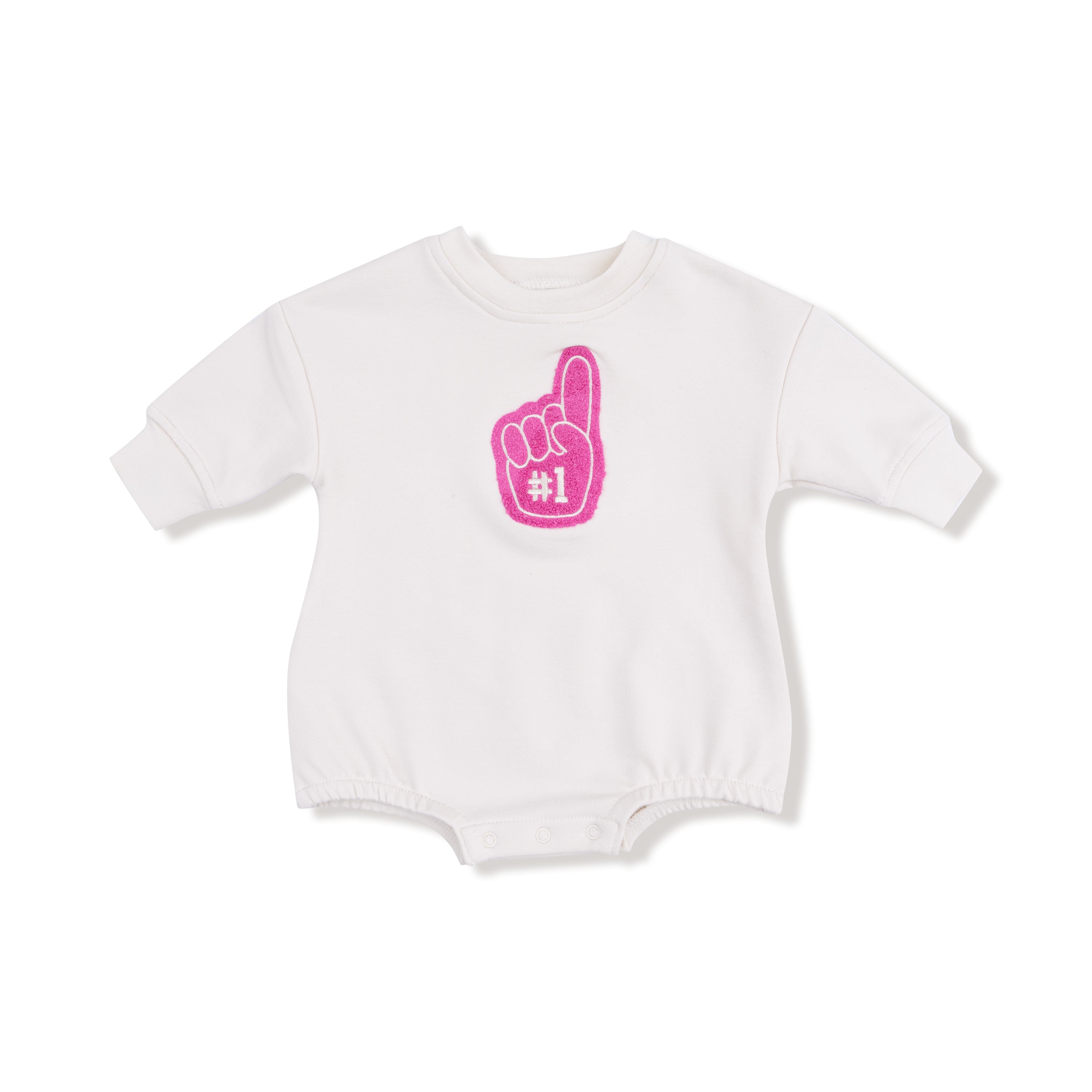 Sweatshirt Bubble with # 1 Patch in our  Varsity - Pink print from Angel Dear