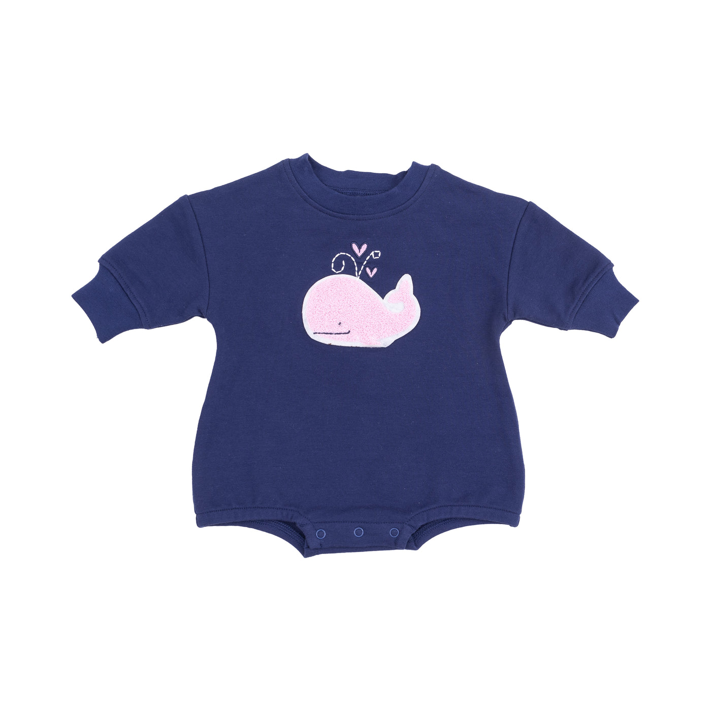 French Terry Sweatshirt Bubble with Chenille Patch - Bubbly Whale Pink