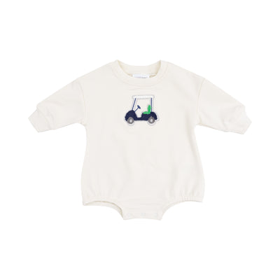 French Terry Sweatshirt Bubble with Applique - Golf Cart Blue-Angel Dear