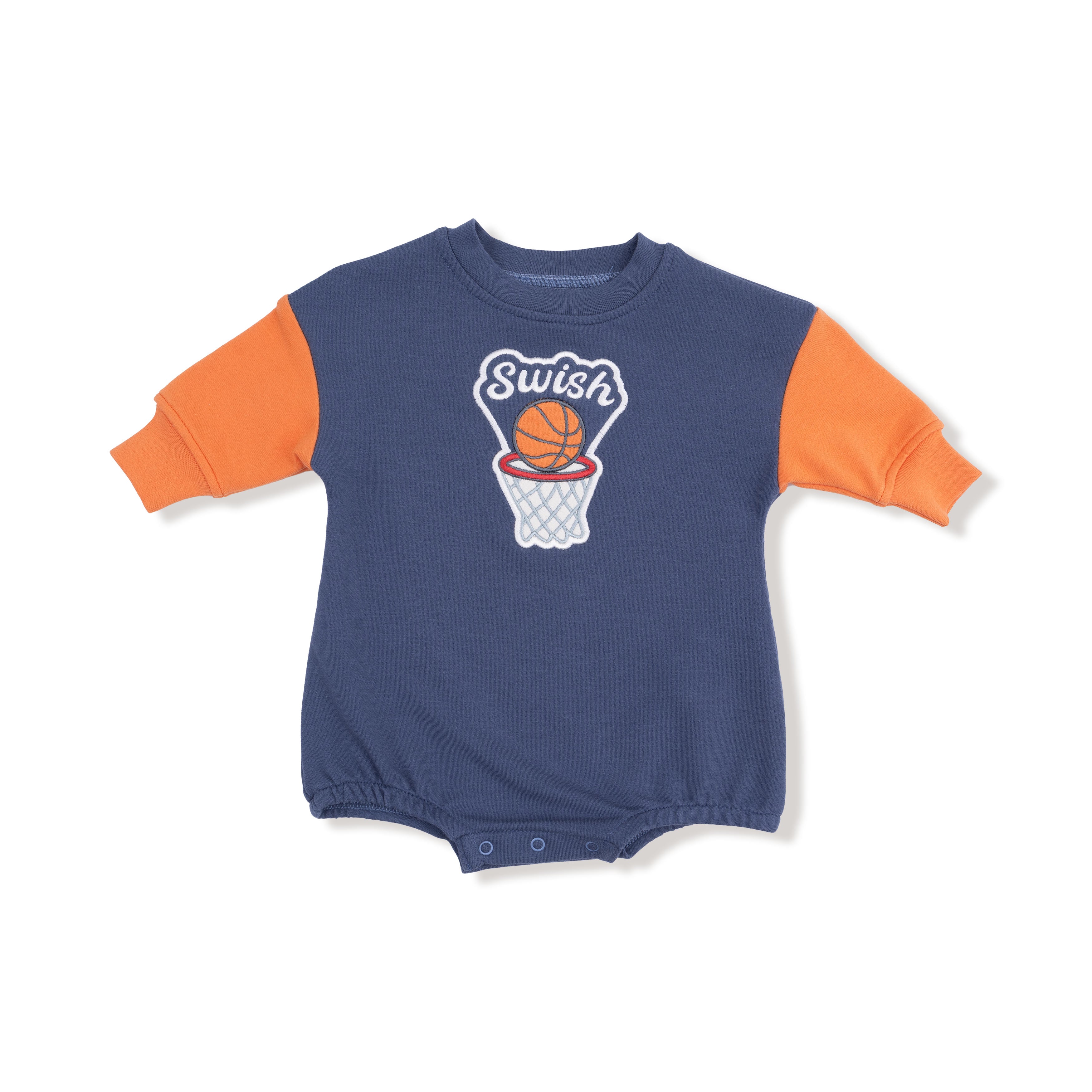 Sweatshirt Bubble with Basketball Patch in our  Varsity - Orange print from Angel Dear