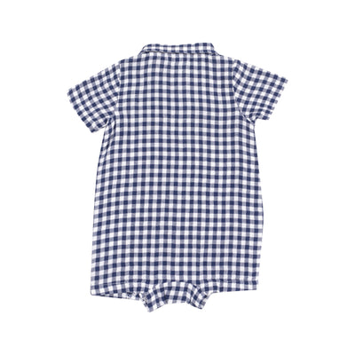 Button Down Polo Shortie - Navy Gingham