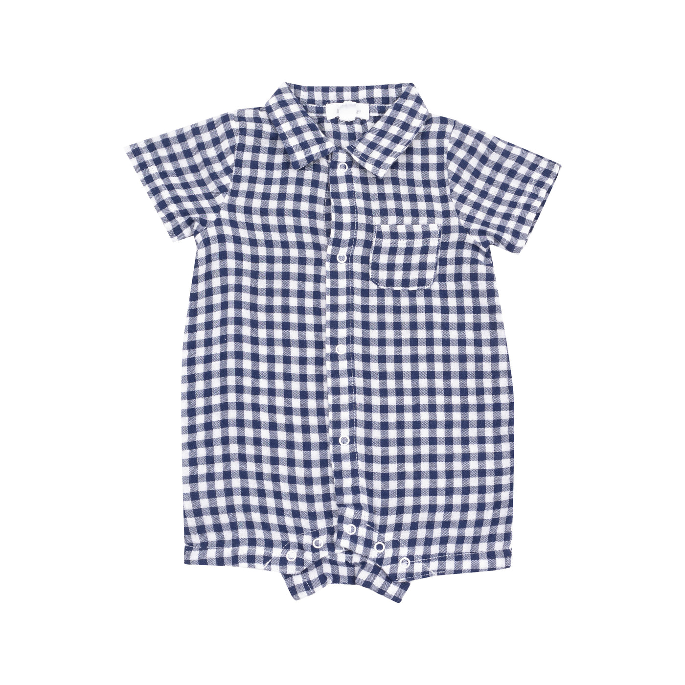 Button Down Polo Shortie - Navy Gingham