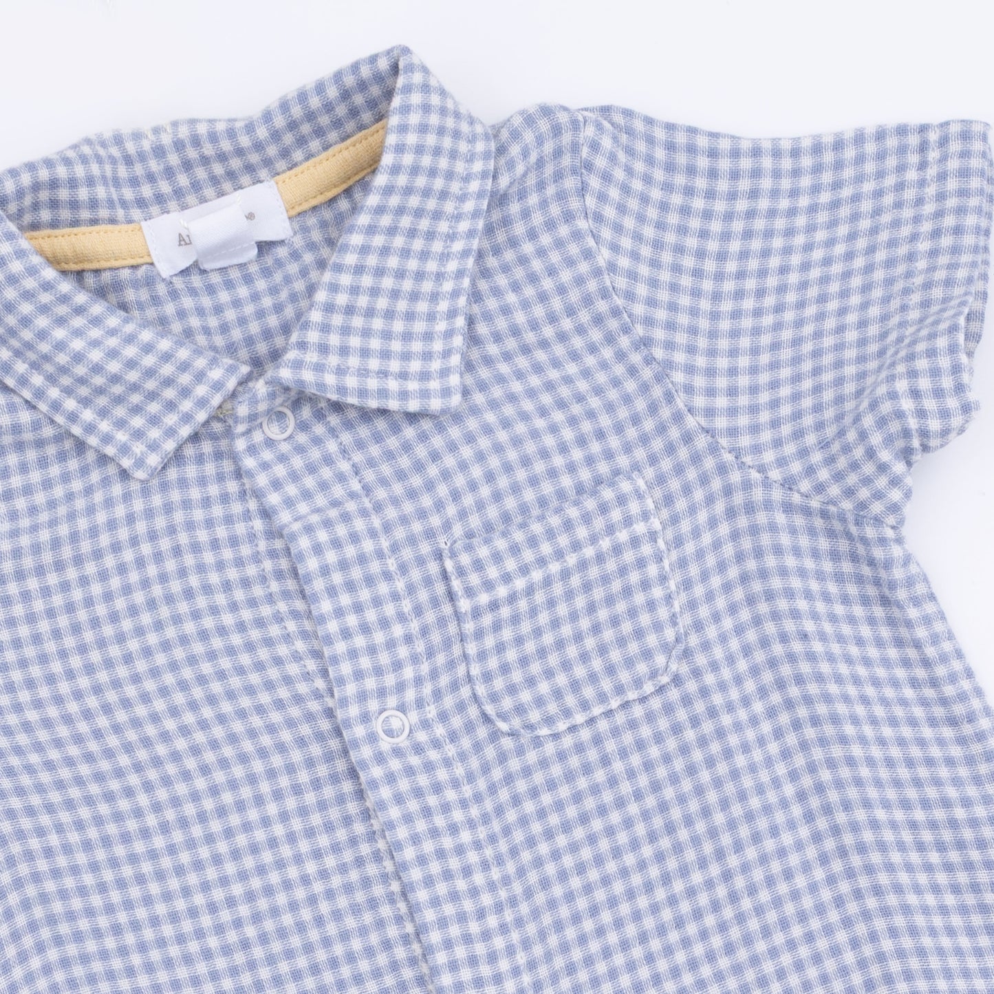 Micro Gingham Blue Blizzard - Polo Shortie