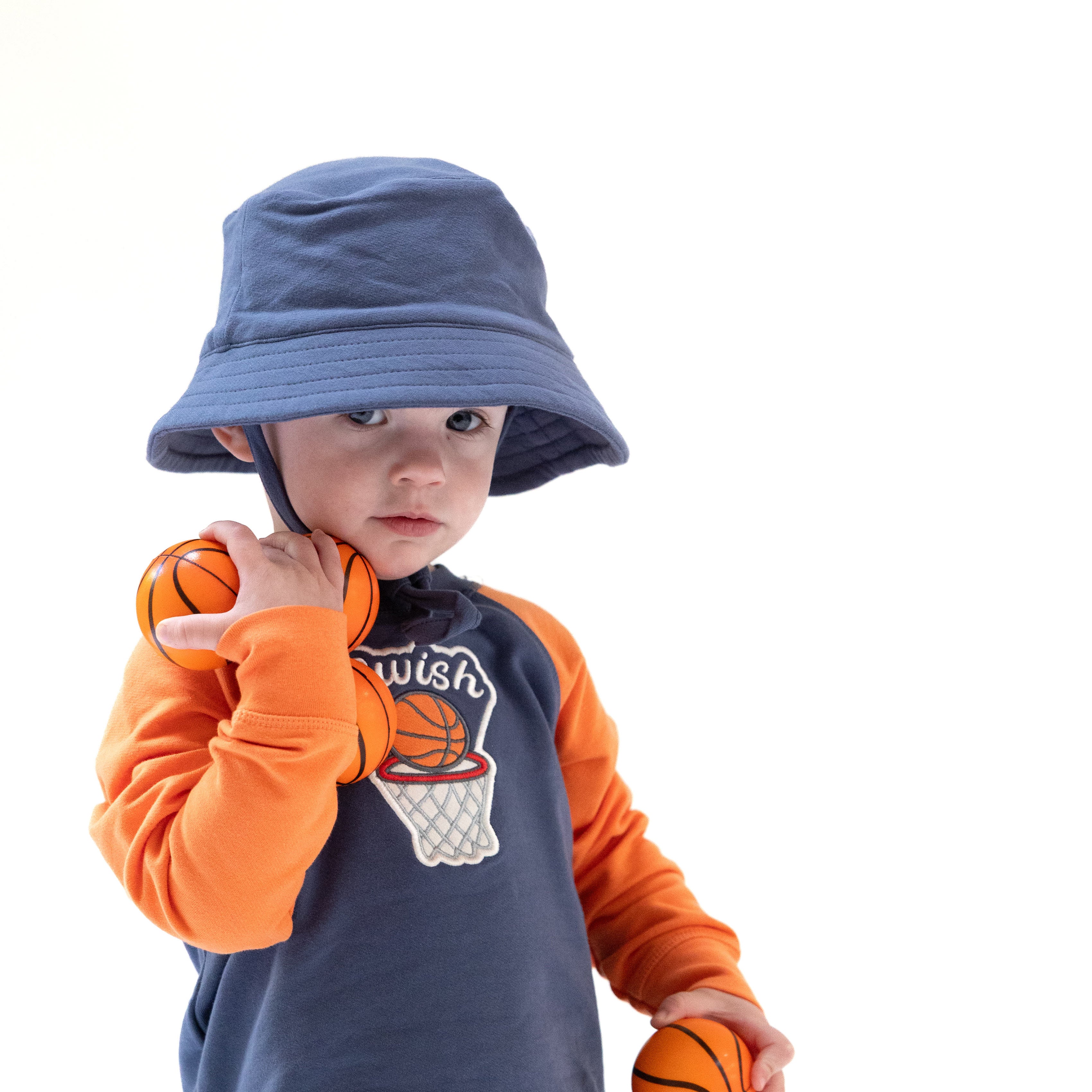 Bucket Hat in our   Varsity - Vintage Indigo print from Angel Dear