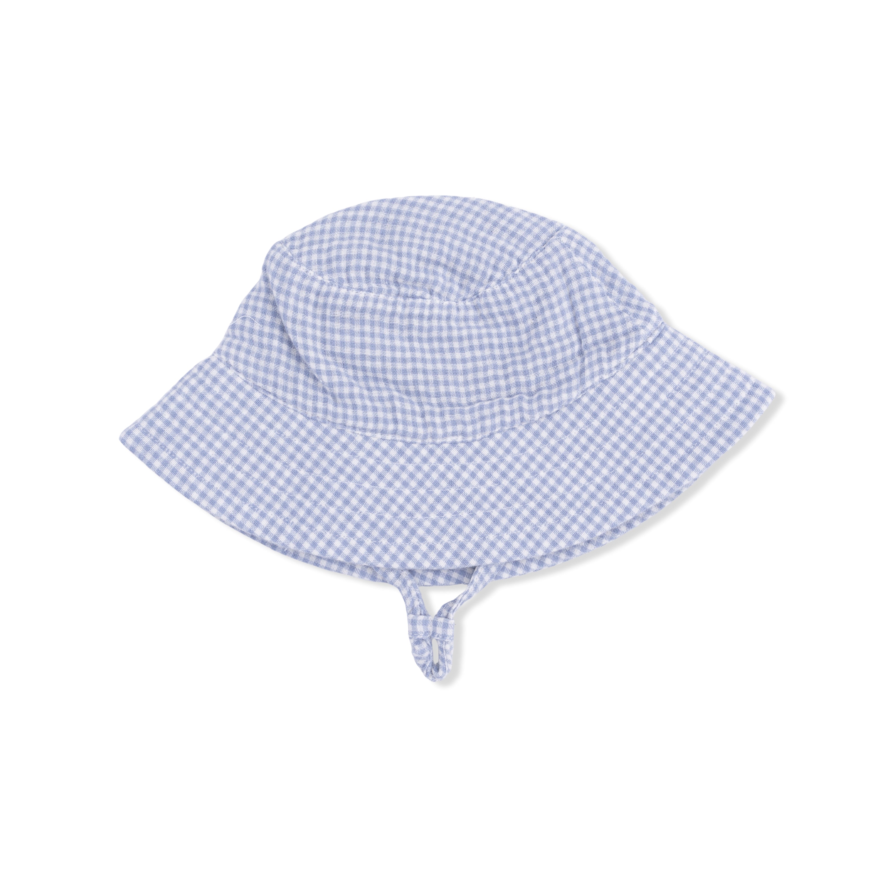 Micro Gingham Blue Blizzard - Bucket Hat-Angel Dear