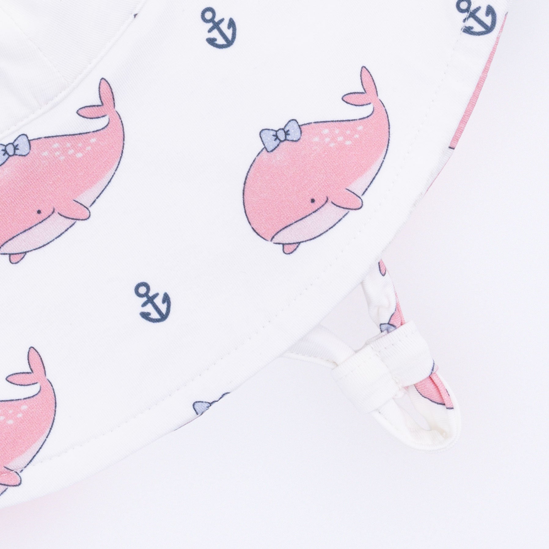 Bubbly Whale with Bow  Pink - Wide Brim Sun Hat