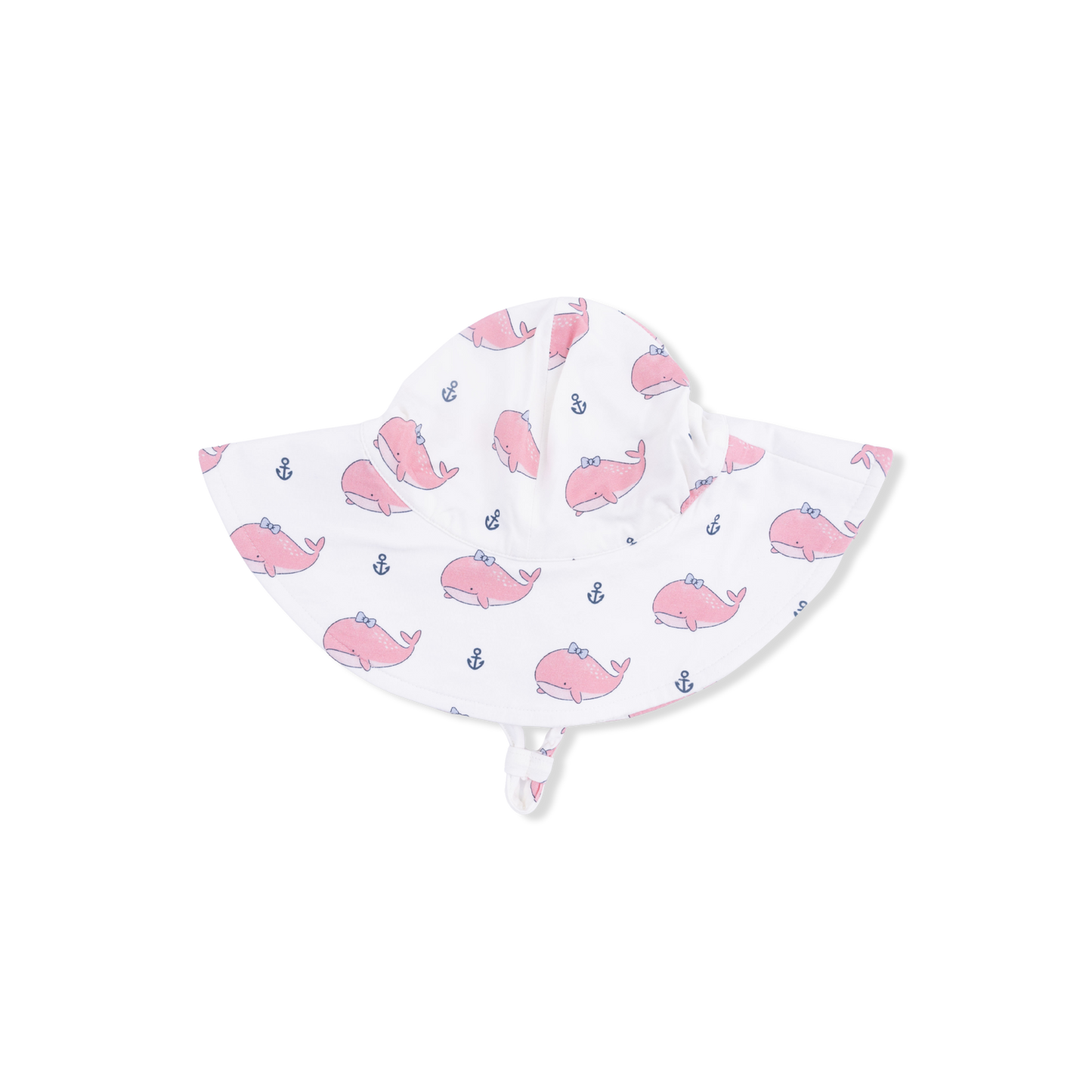 Bubbly Whale with Bow  Pink - Wide Brim Sun Hat-Angel Dear
