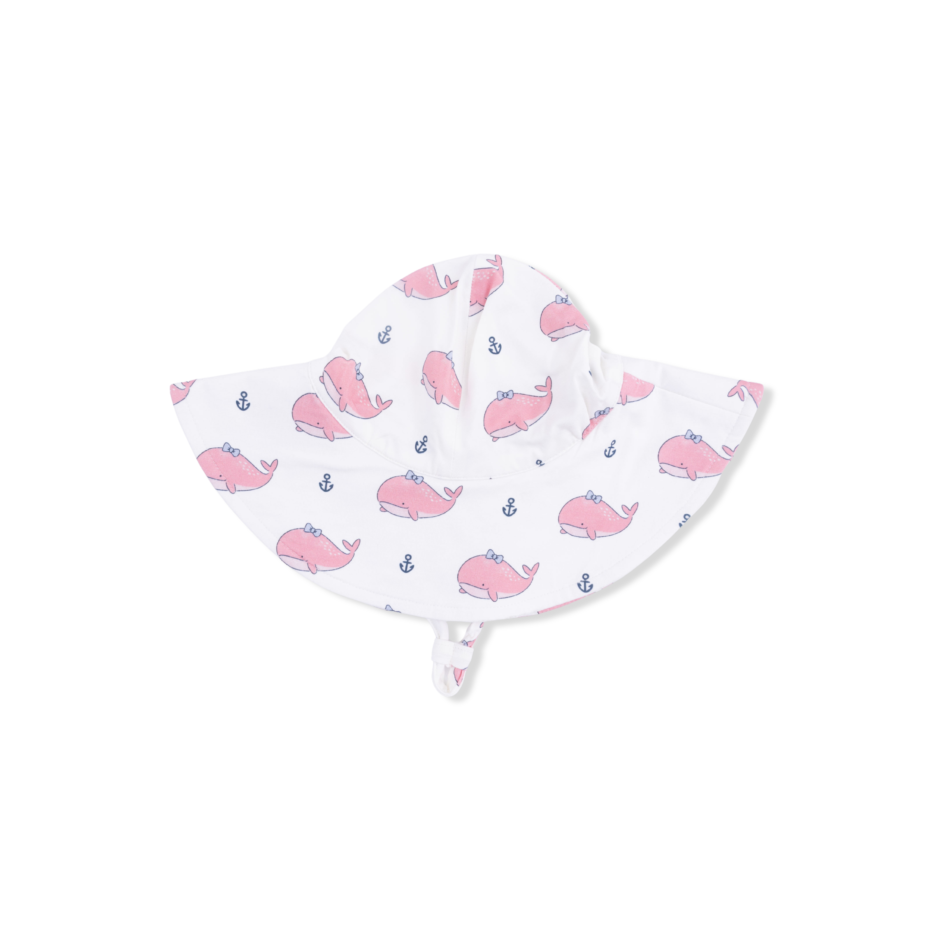 Bubbly Whale with Bow  Pink - Wide Brim Sun Hat-Angel Dear