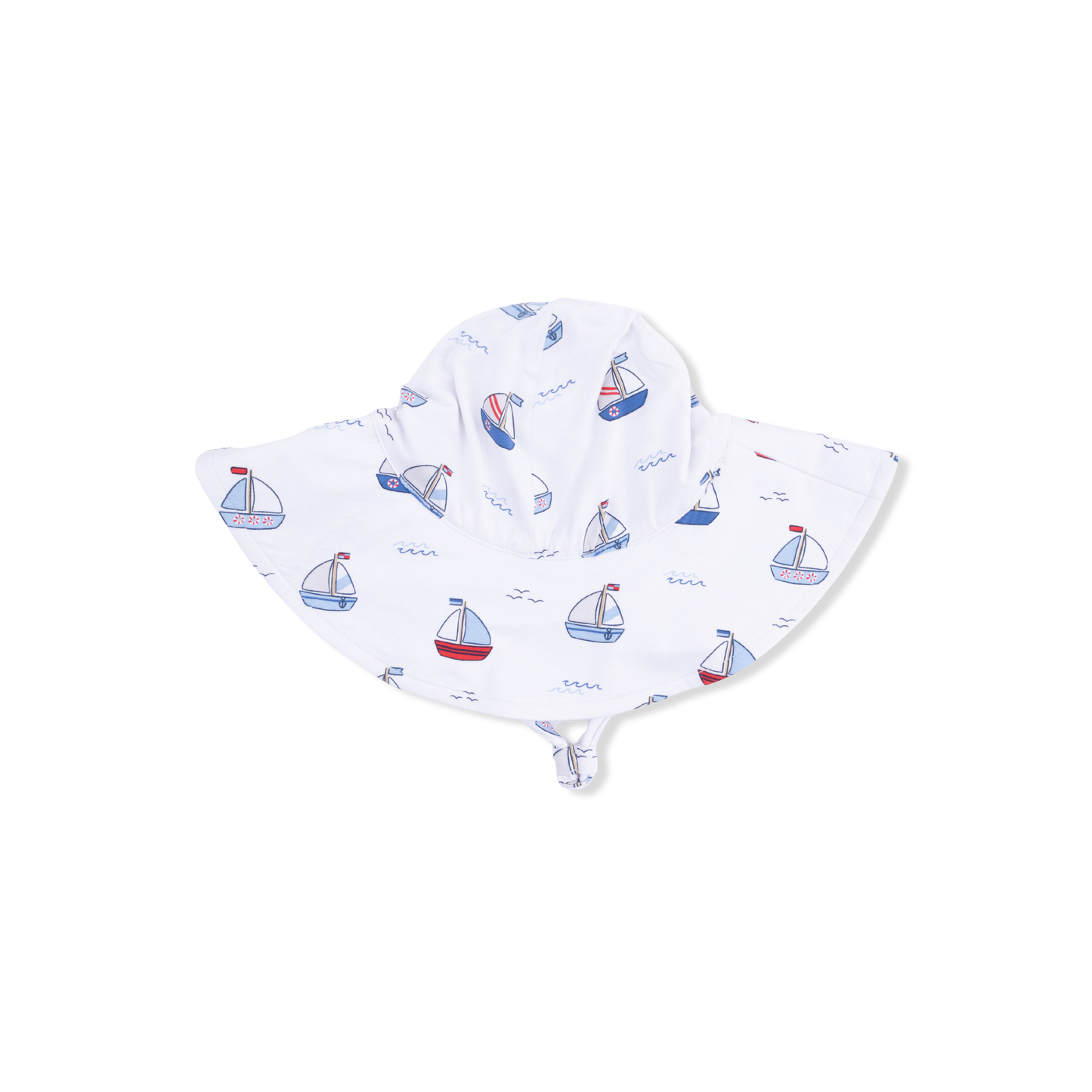 Bubbly Sailboats Blue - Wide Brim Sun Hat-Angel Dear