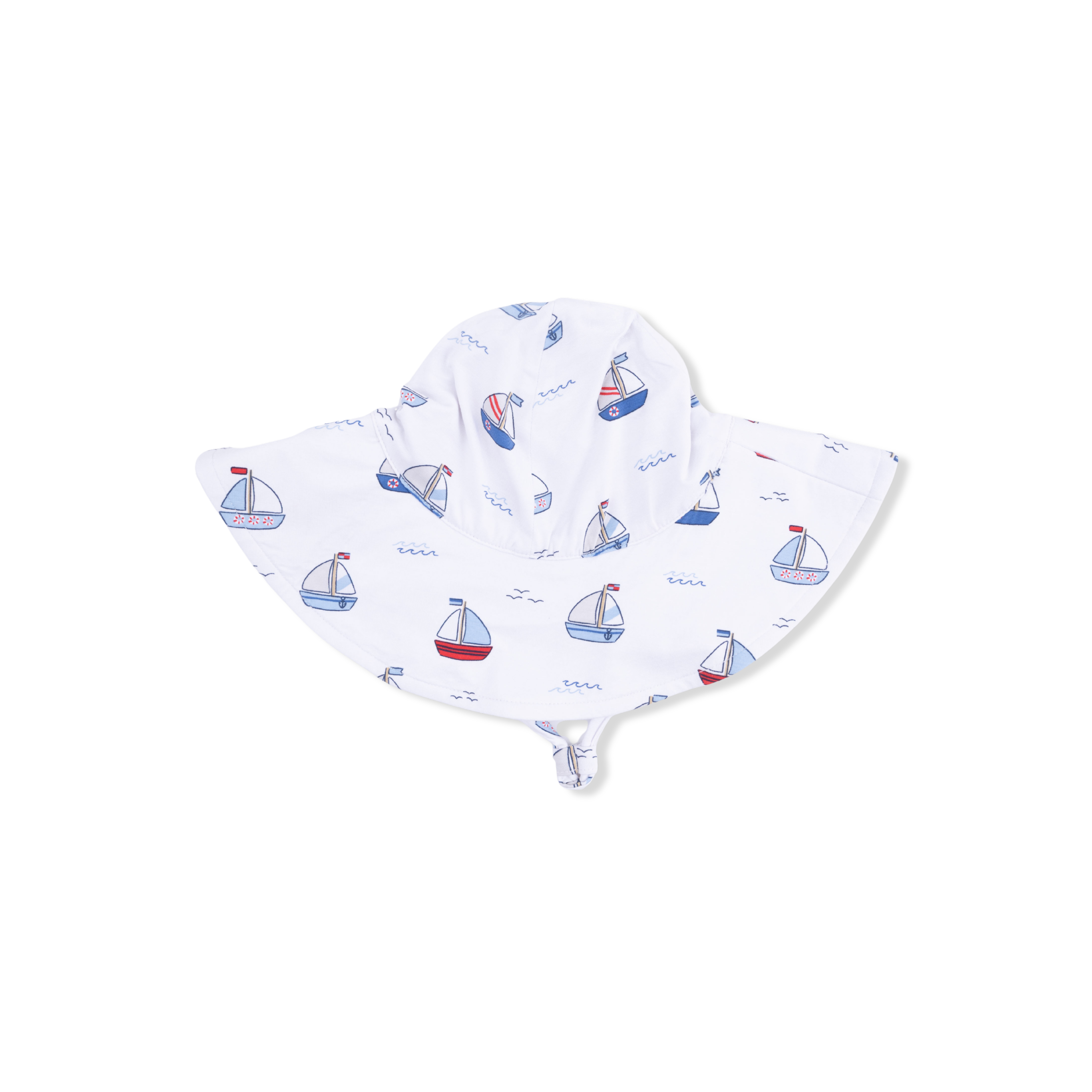 Bubbly Sailboats Blue - Wide Brim Sun Hat-Angel Dear