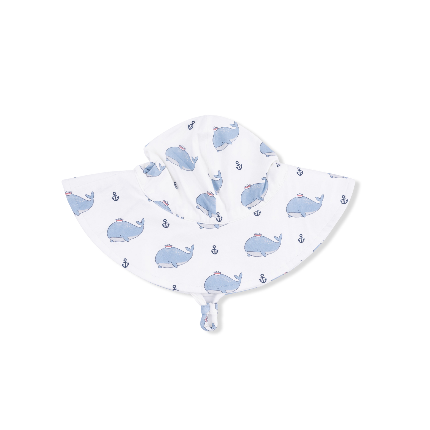 Bubbly Sailor Whales Blue - Wide Brim Sun Hat-Angel Dear