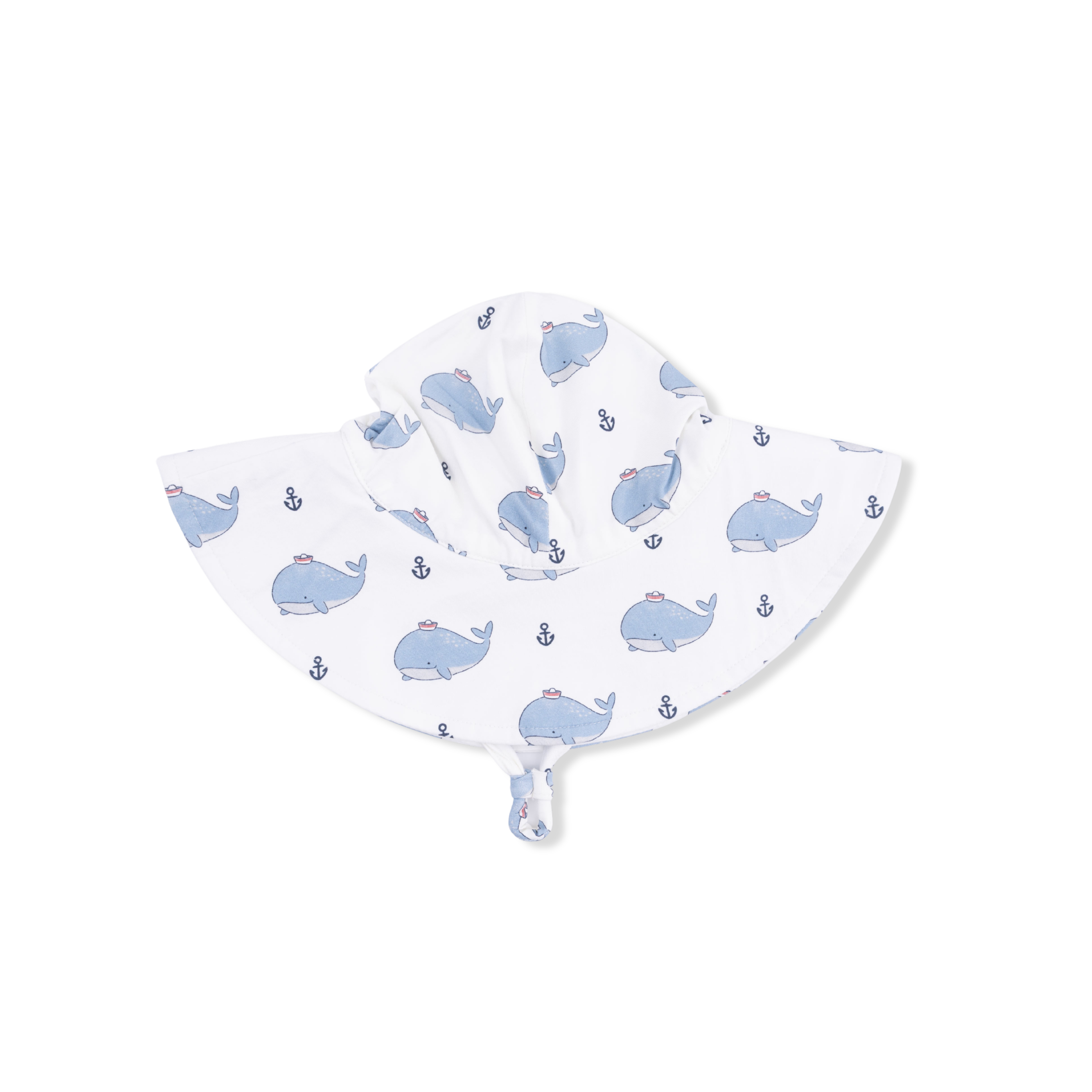 Bubbly Sailor Whales Blue - Wide Brim Sun Hat-Angel Dear