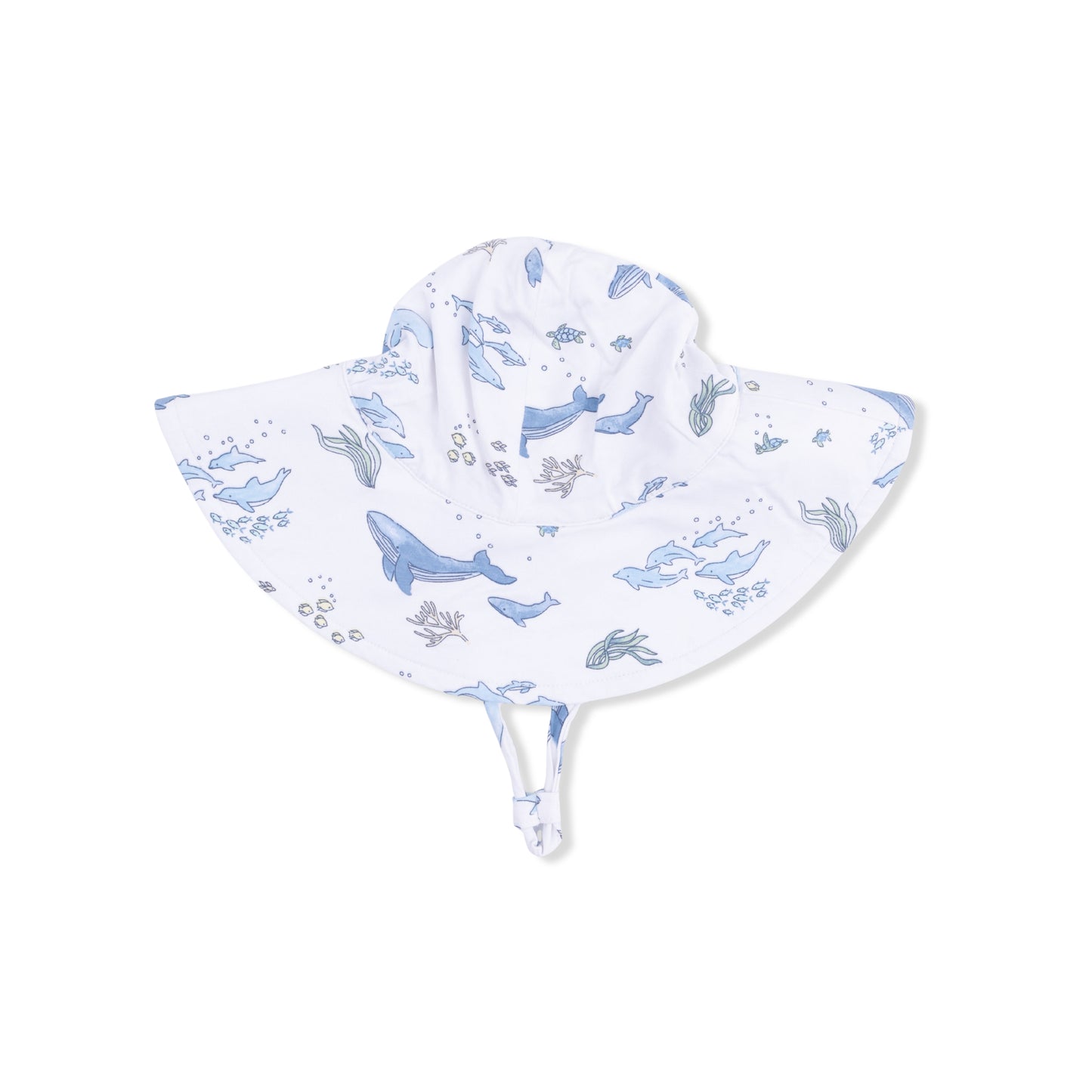 Watercolor Blue Whales - Wide Brim Sun Hat-Angel Dear