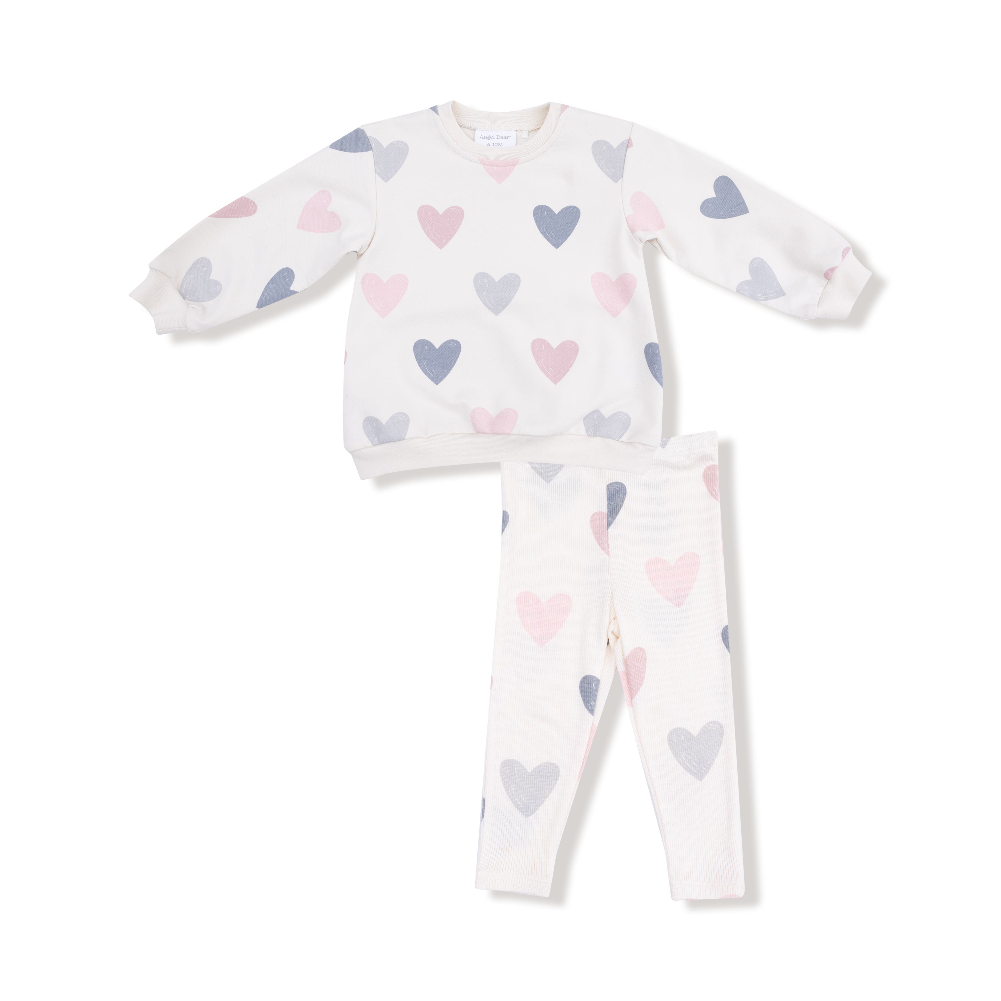 Puffy Long Sleeve Oversized Sweatshirt + Legging in our  Hearts print from Angel Dear