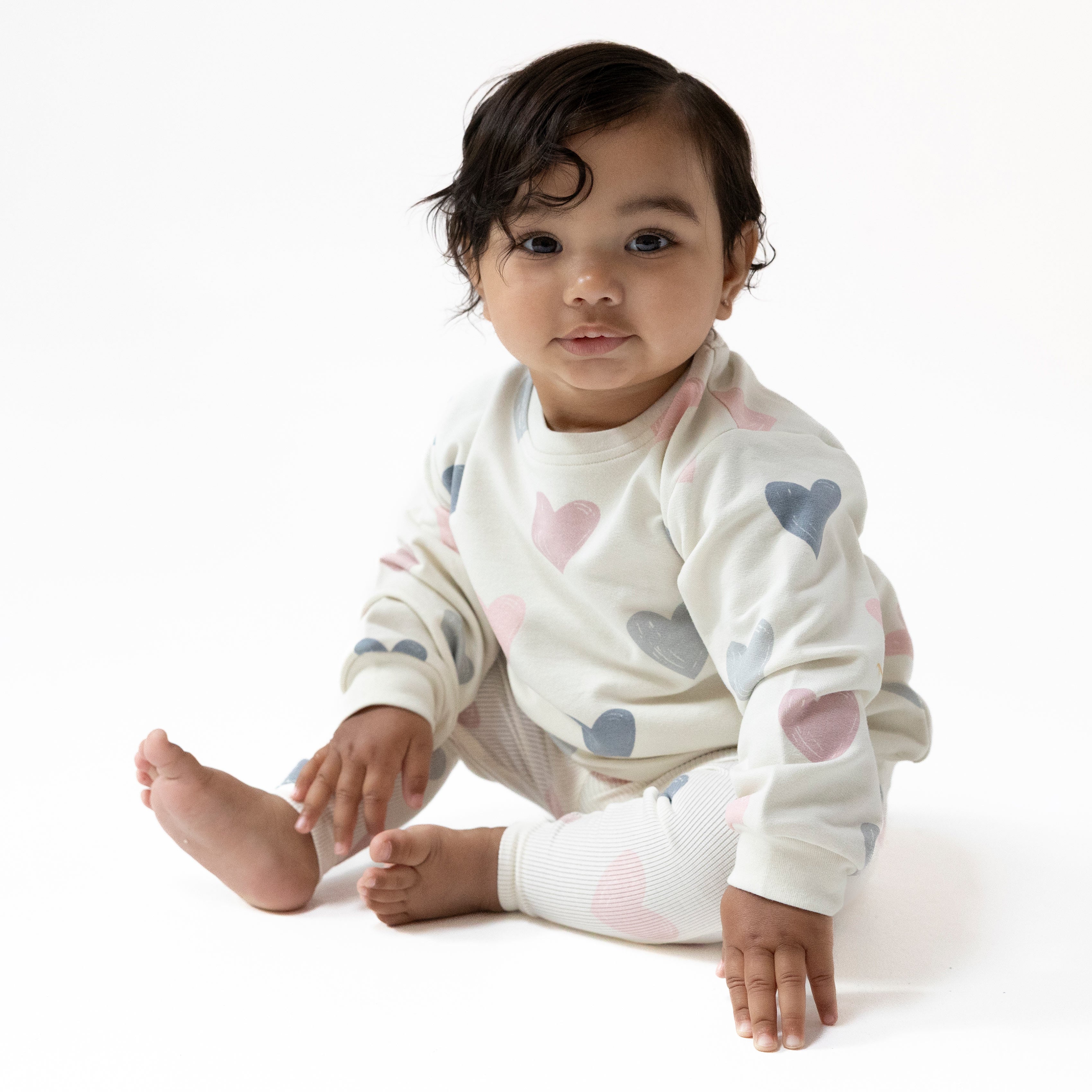 Puffy Long Sleeve Oversized Sweatshirt + Legging in our  Hearts print from Angel Dear