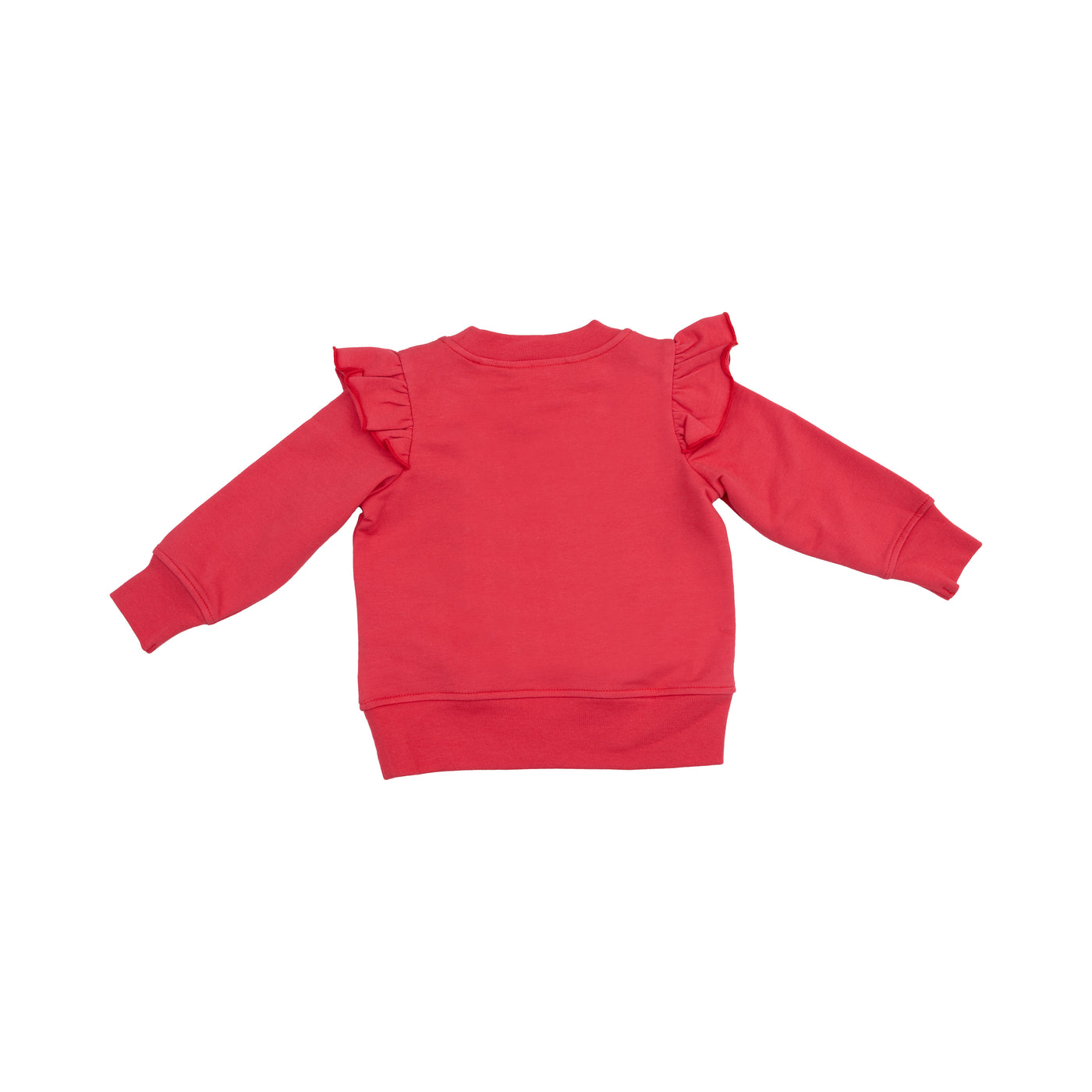 Ruffle Shoulder Sweatshirt - Red French Terry