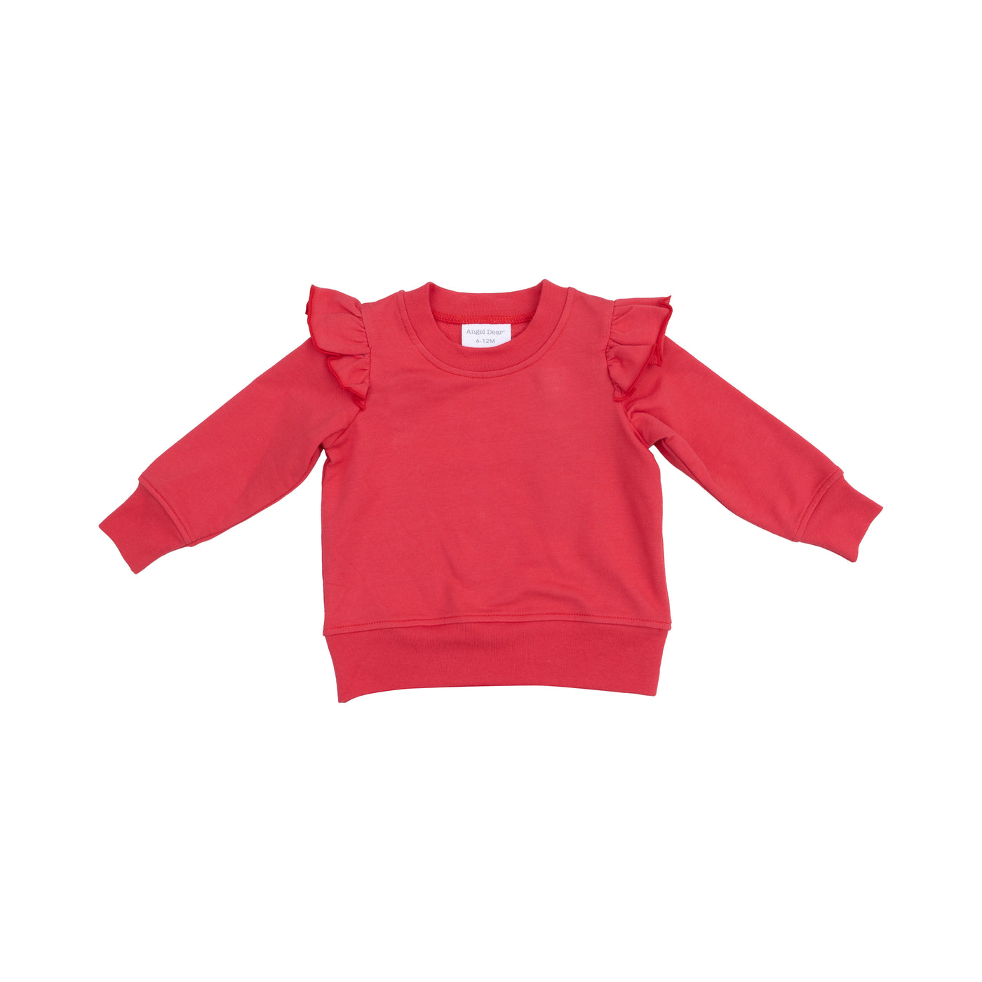 Ruffle Shoulder Sweatshirt - Red French Terry