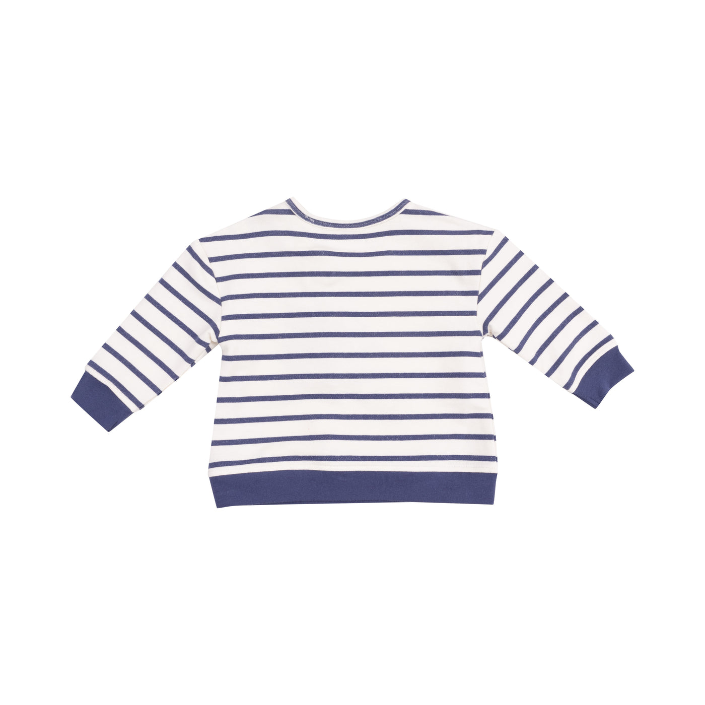 French Terry Sweat Shirt with Applique and Short - Navy Stripe