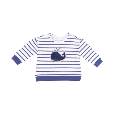 French Terry Sweatshirt with Chenille Patch and Short - Bubbly Whale Blue