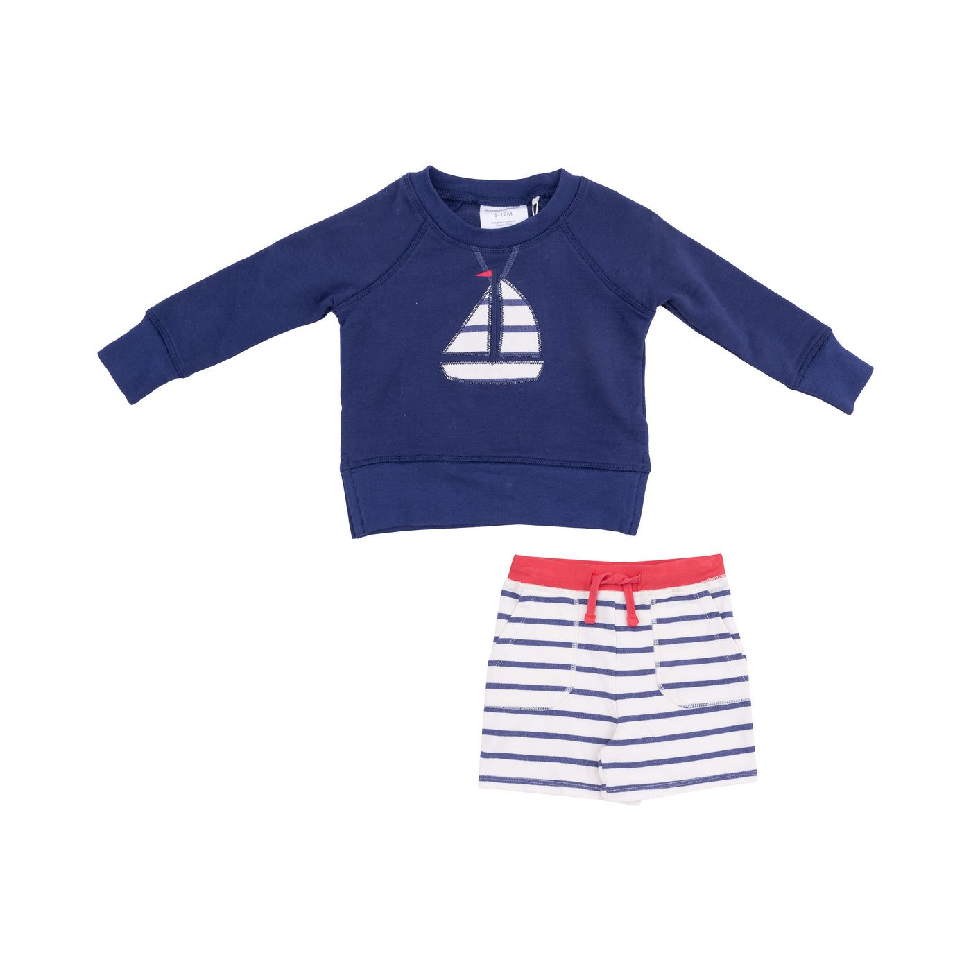 Raglan Sweatshirt with Applique and Short - Sailboat French Terry