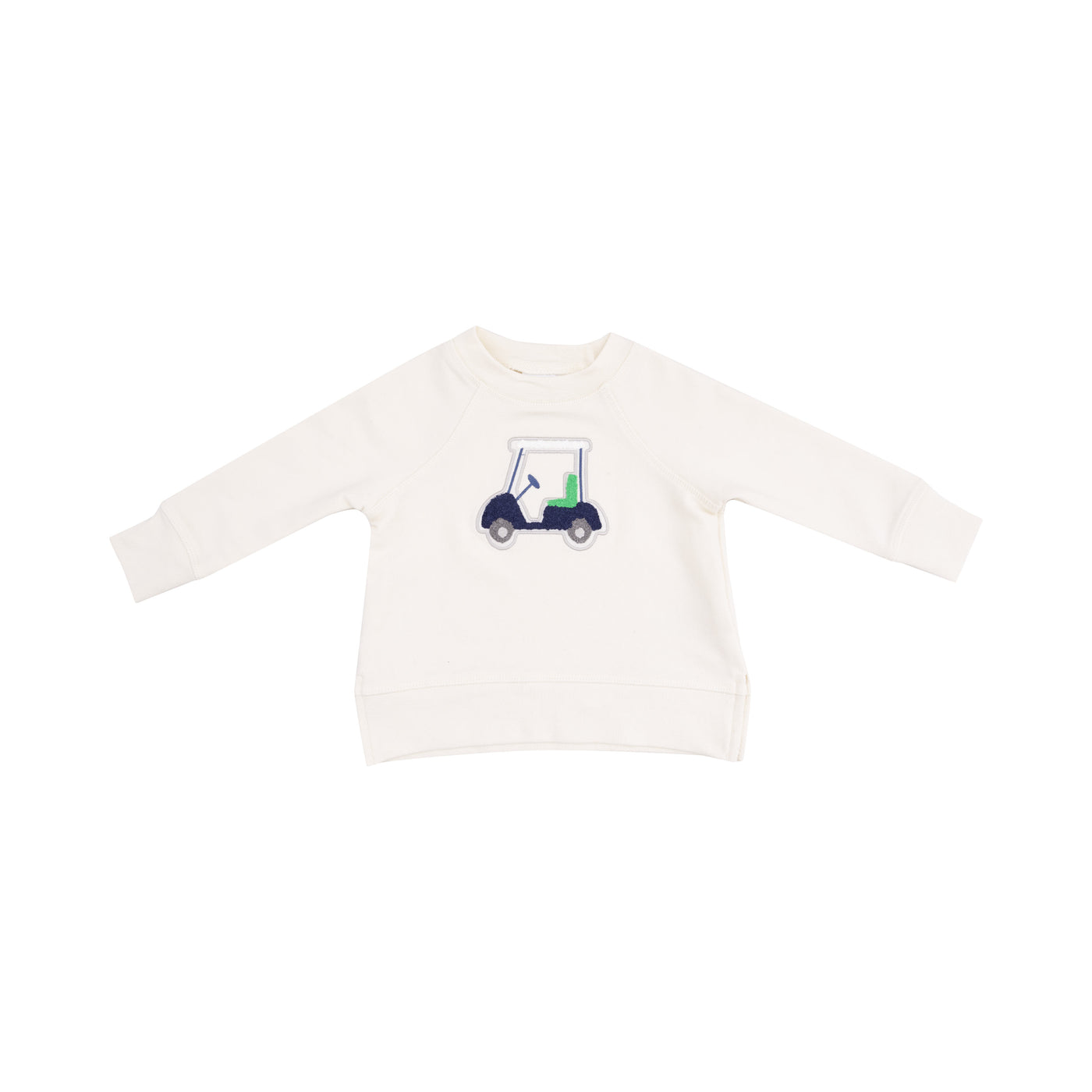 French Terry Raglan Sweatshirt with Applique and Short - Golf Cart Blue