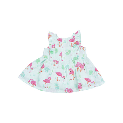 Square Neck Ruffle Tank and Short - Flamingos