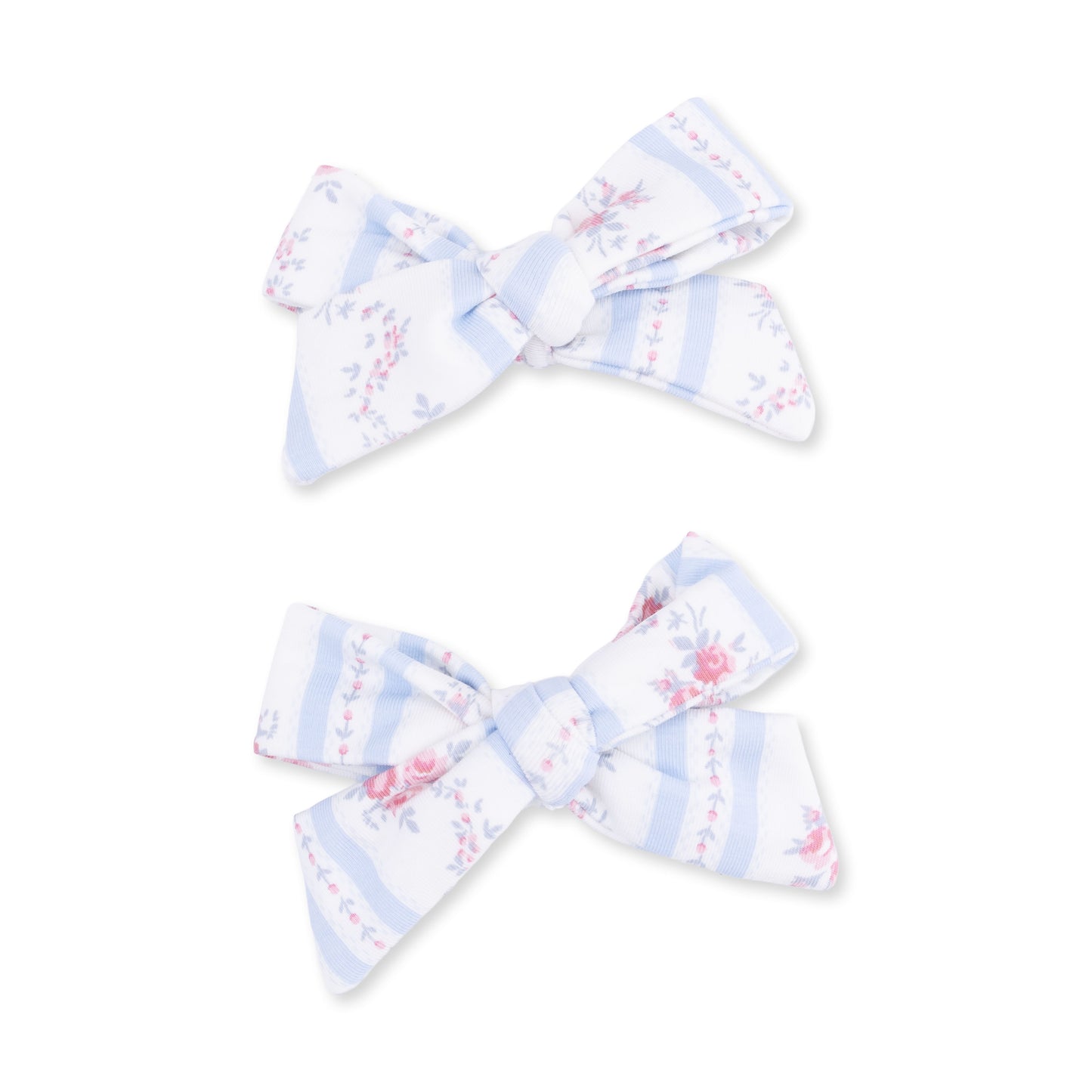 Anna Floral Stripe - 2 Pack Bow Clips