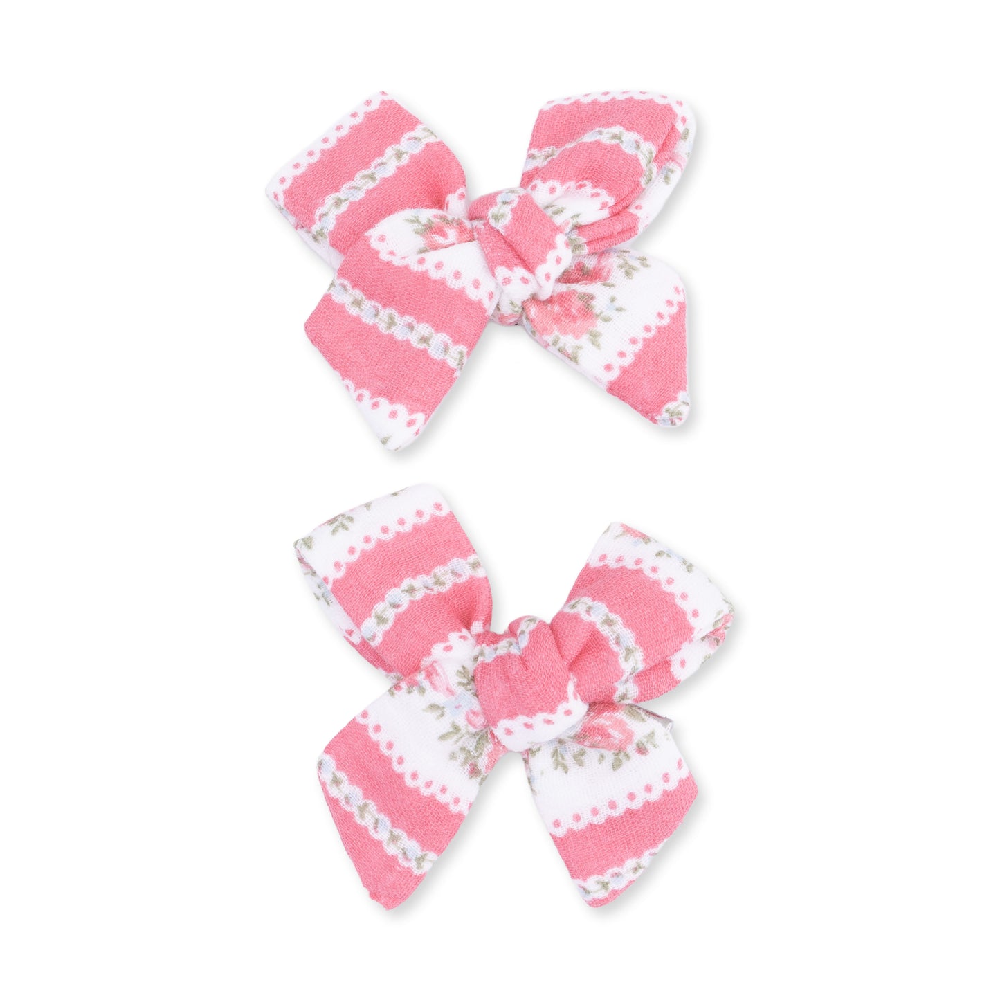 Suzie Floral Stripe - 2 Pack Bow Clips