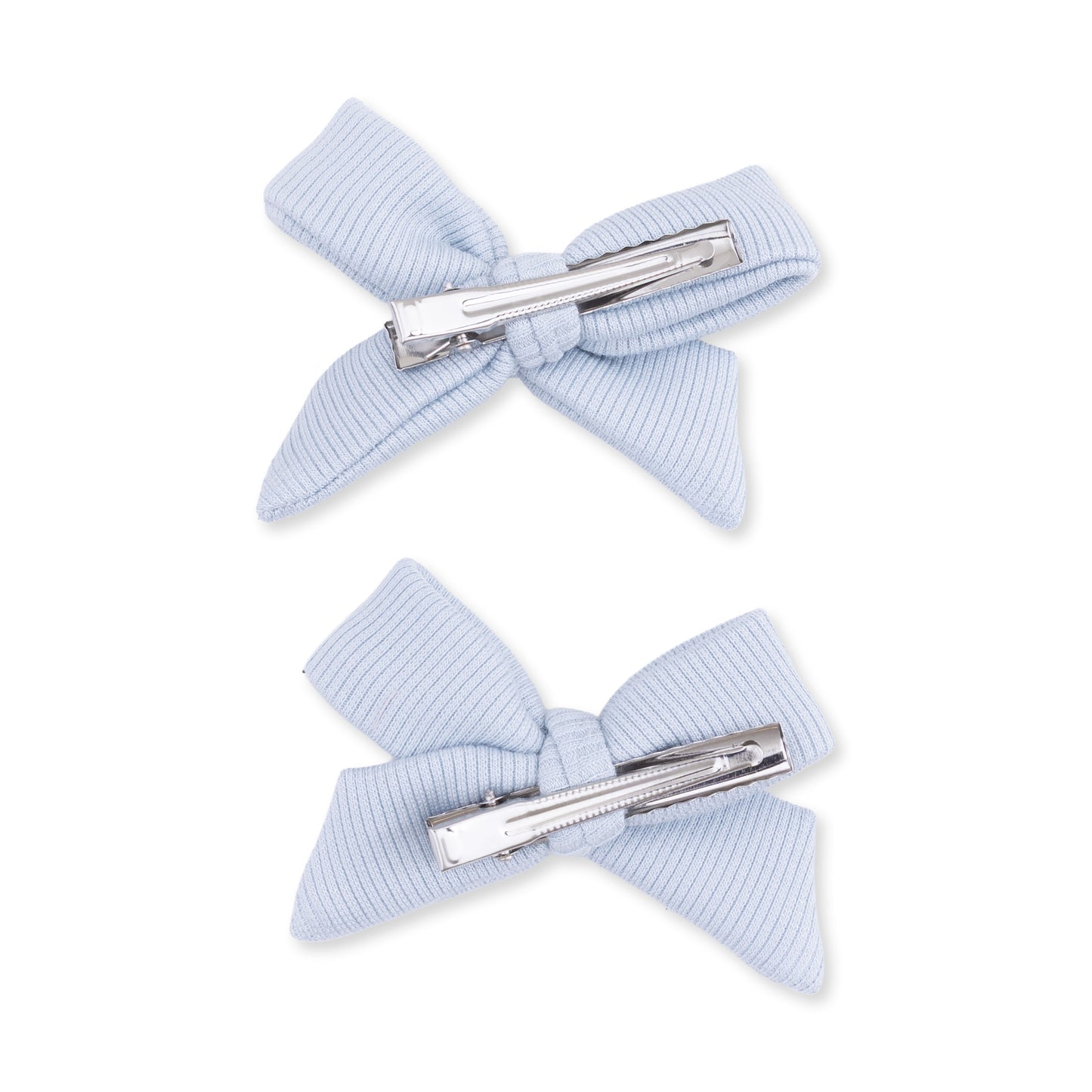 Solid Sheer Blue Rib - 2 Pack Bow Clips