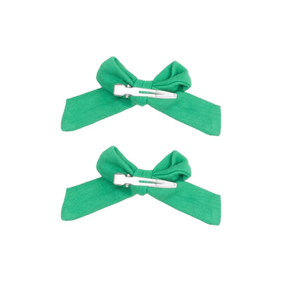 2 Pack Hair Bow with Clip - Solid Kelly Green