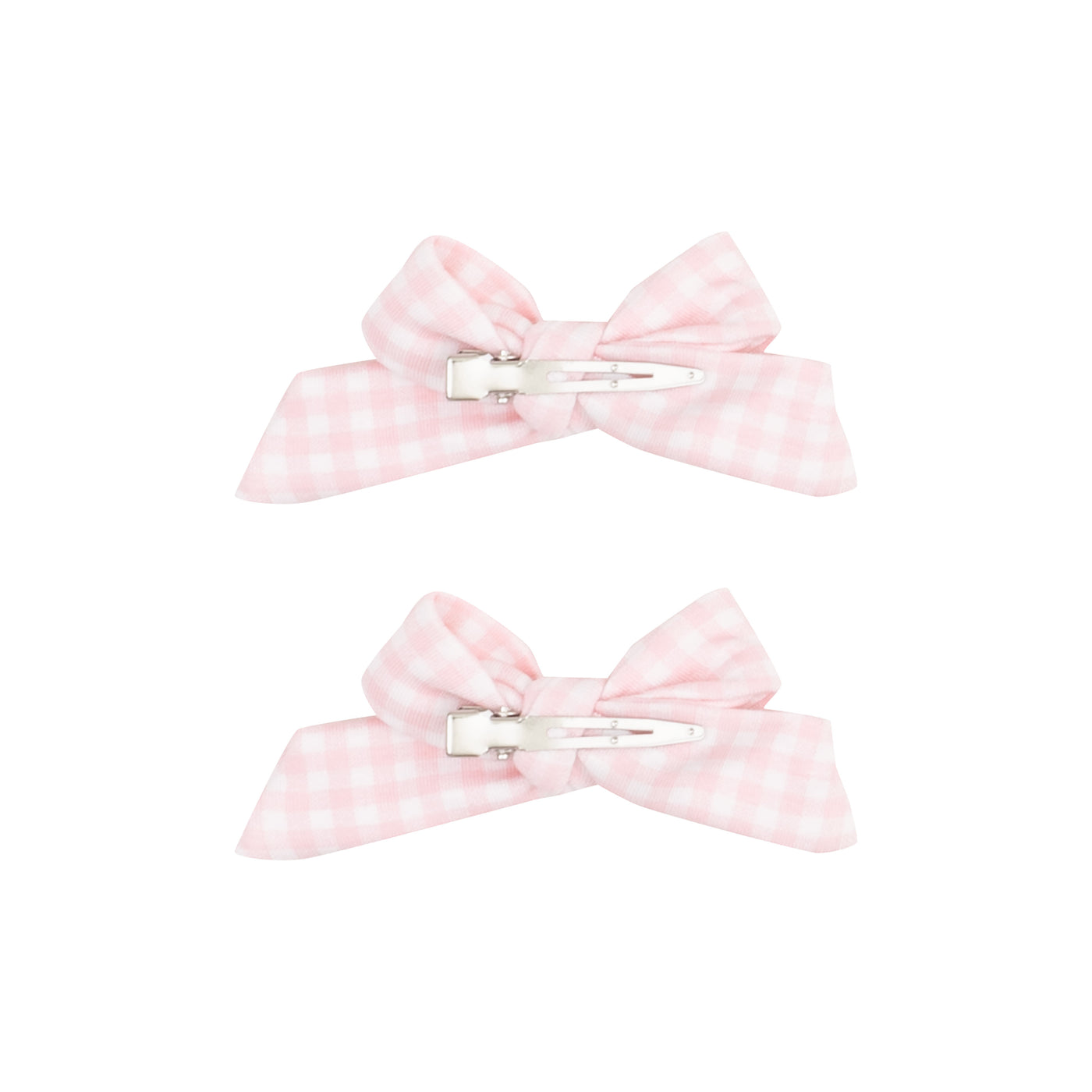 2 Pack Hair Bow with Clips - Mini Gingham Pink