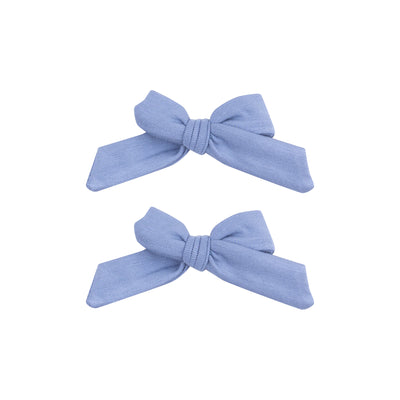 2 Pack Hair Bow with Clip - Solid Country Blue