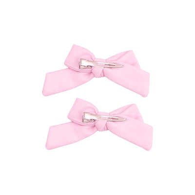 2 Pack Hair Bow with Clip - Solid Nosegay Pink