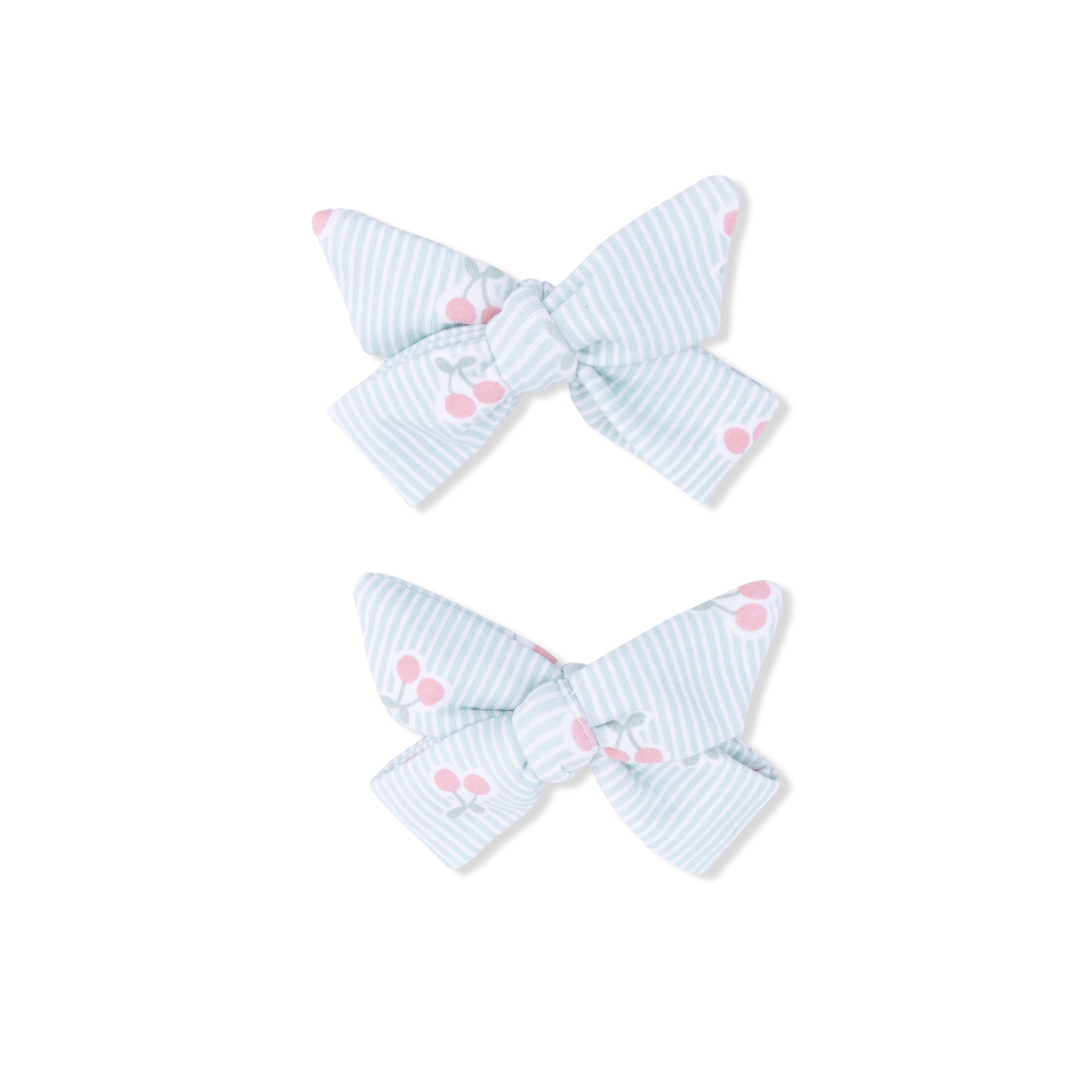 Tiny Cherry Stripe - 2 Pack Bow Clips-Angel Dear