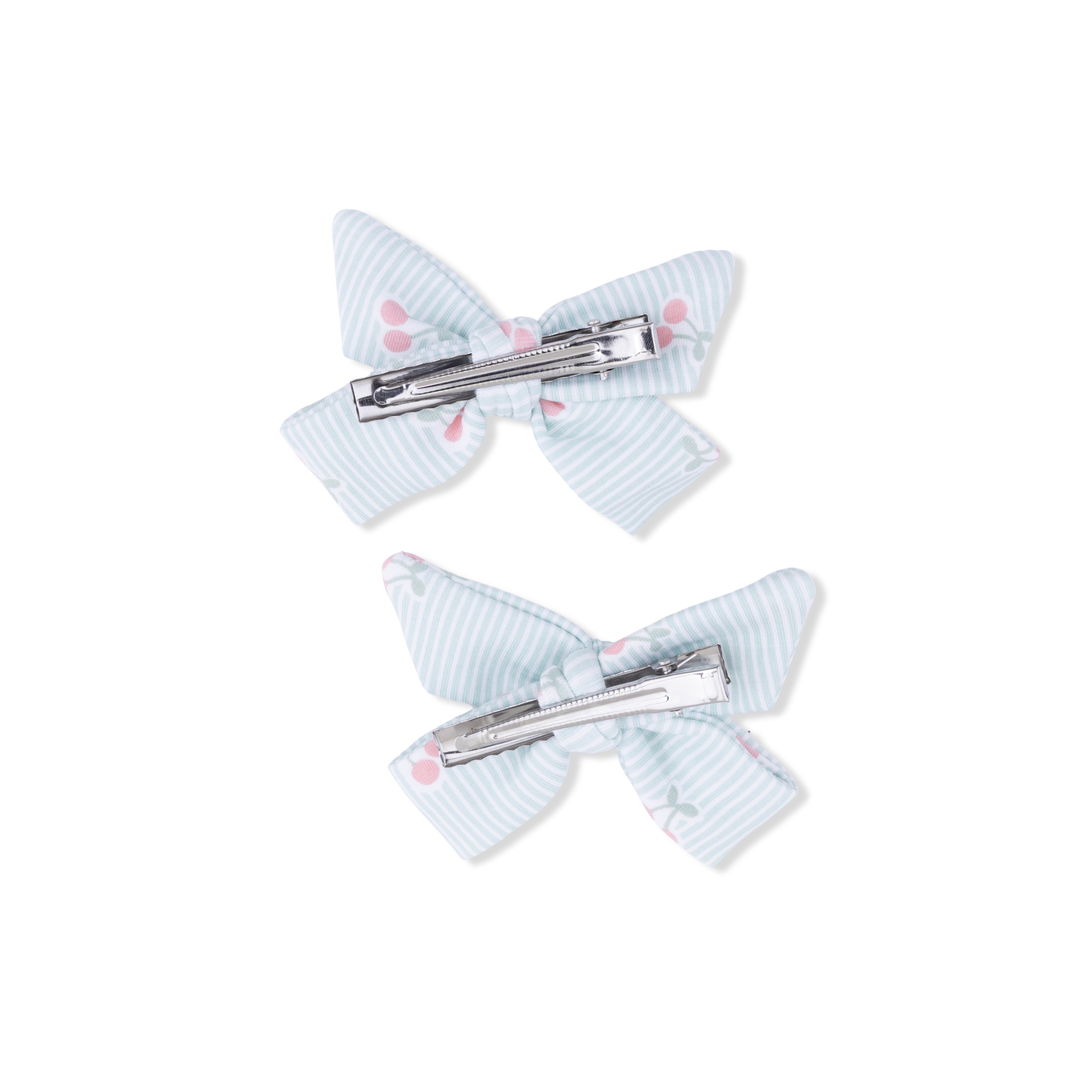 Tiny Cherry Stripe - 2 Pack Bow Clips-Angel Dear