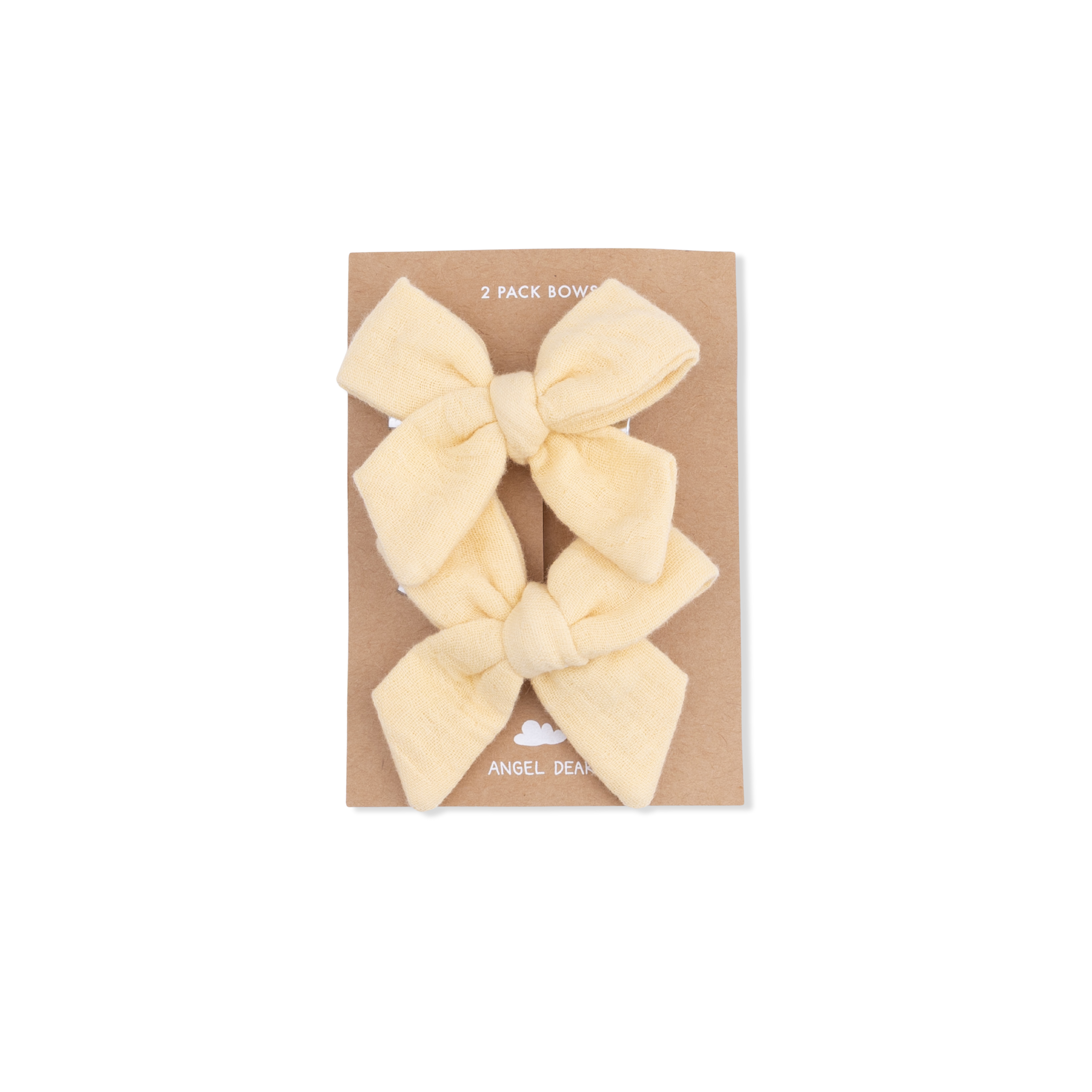 Solid Muslin Italian Straw - 2 Pack Bow Clips-Angel Dear