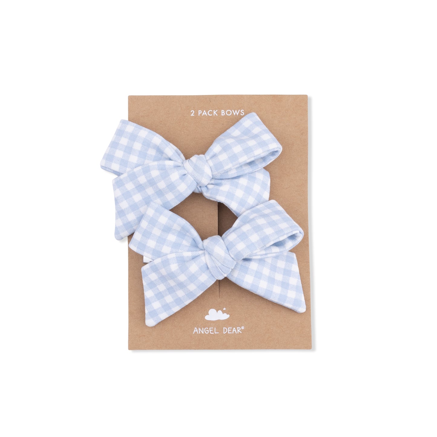 Mini Gingham Blue - 2 Pack Bow Clips-Angel Dear