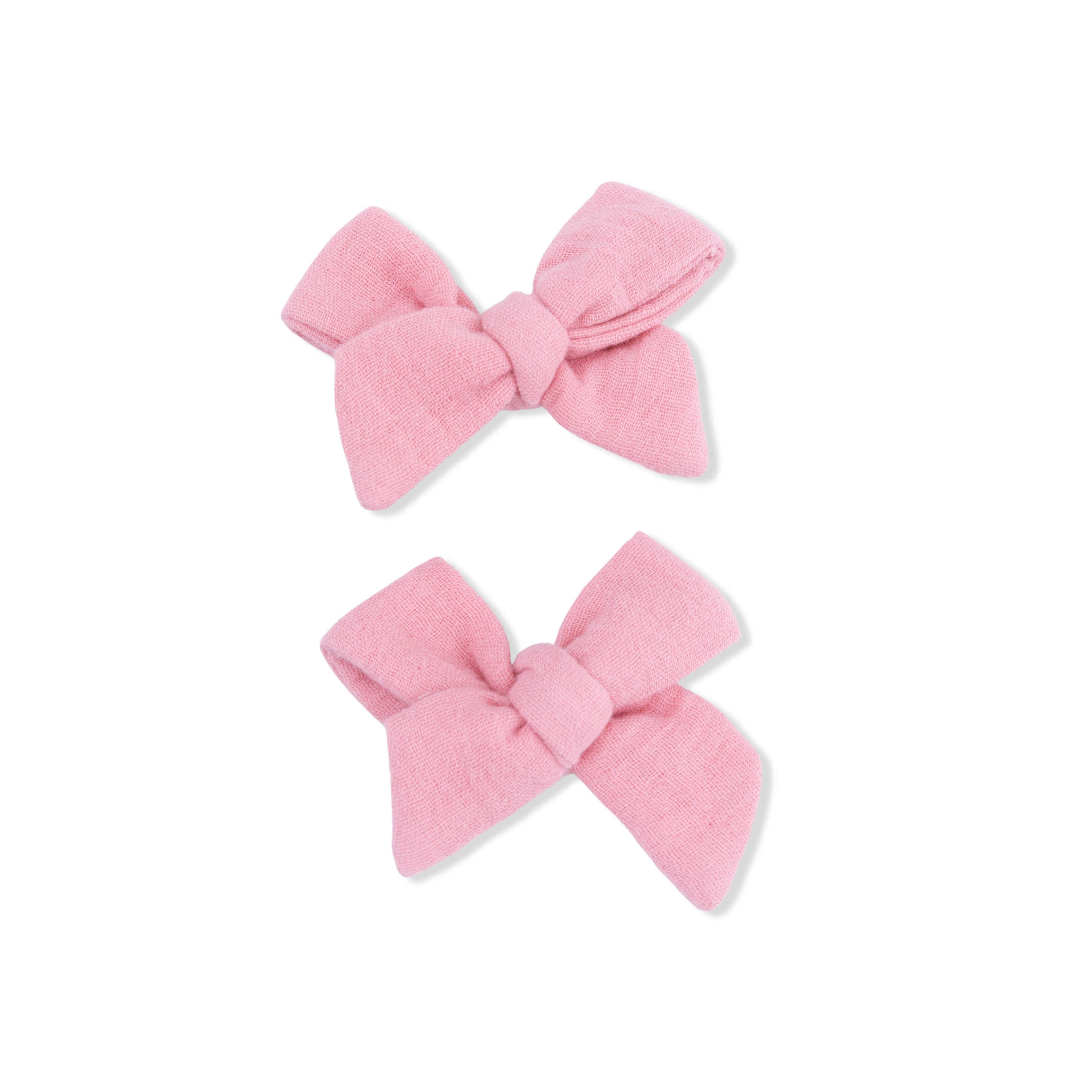 Solid Muslin Poignant Pink - 2 Pack Bow Clips-Angel Dear