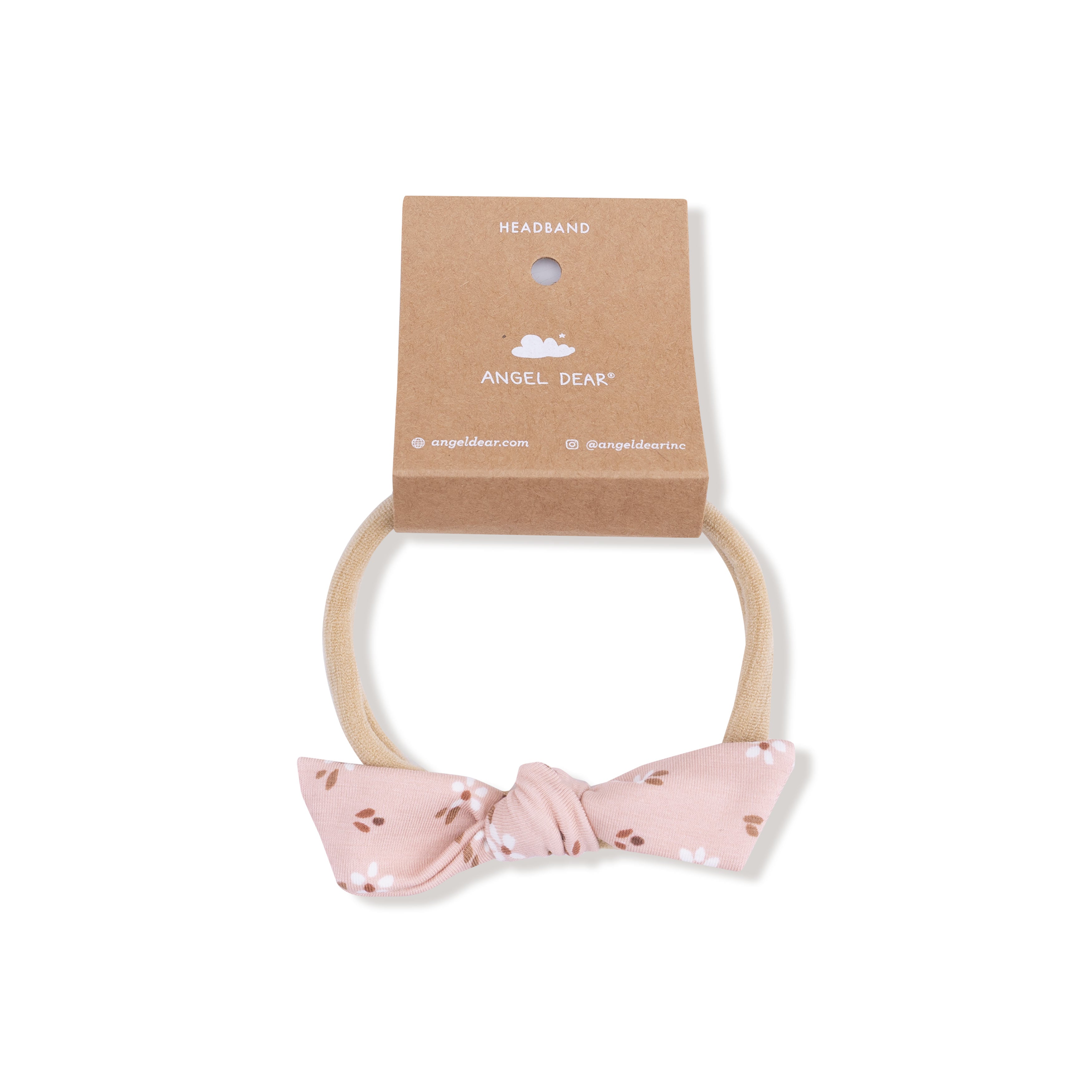 Bow with Nylon Headband in our  Carrie Floral Pink print from Angel Dear
